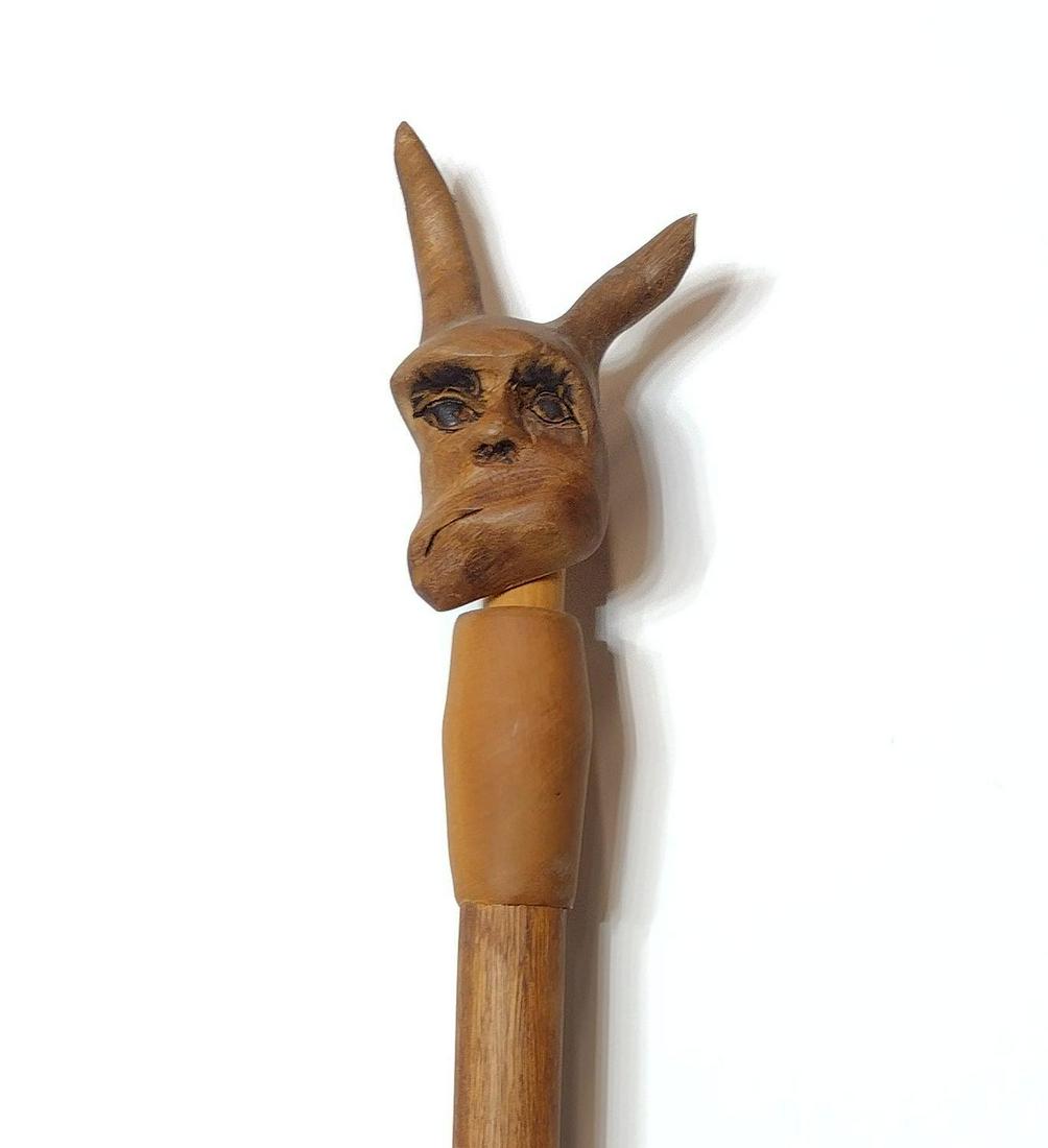 Tom Benson Carved Wooden Walking Stick (1 of 3)