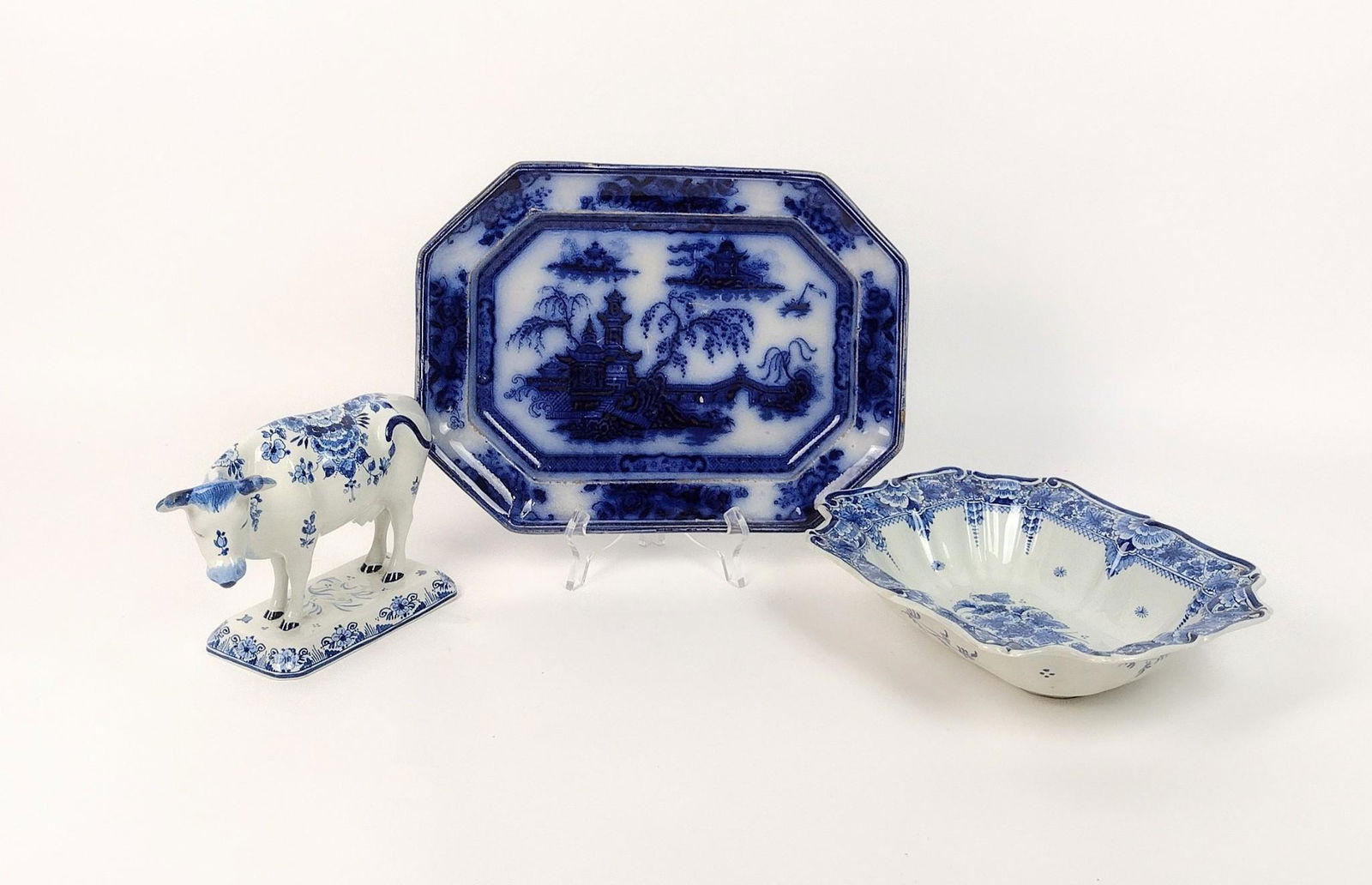 3 Pcs incl Delft and Flow Blue Platter (1 of 5)