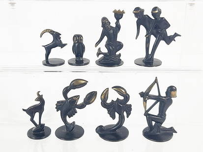 8 Richard Rohac Miniature Bronze Figurines: 1" to 1-3/4" high. MEG IMPORTANT: Before bidding, please read the terms and conditions. When you registered for the auction you agreed to these terms and will be required to comply with them.