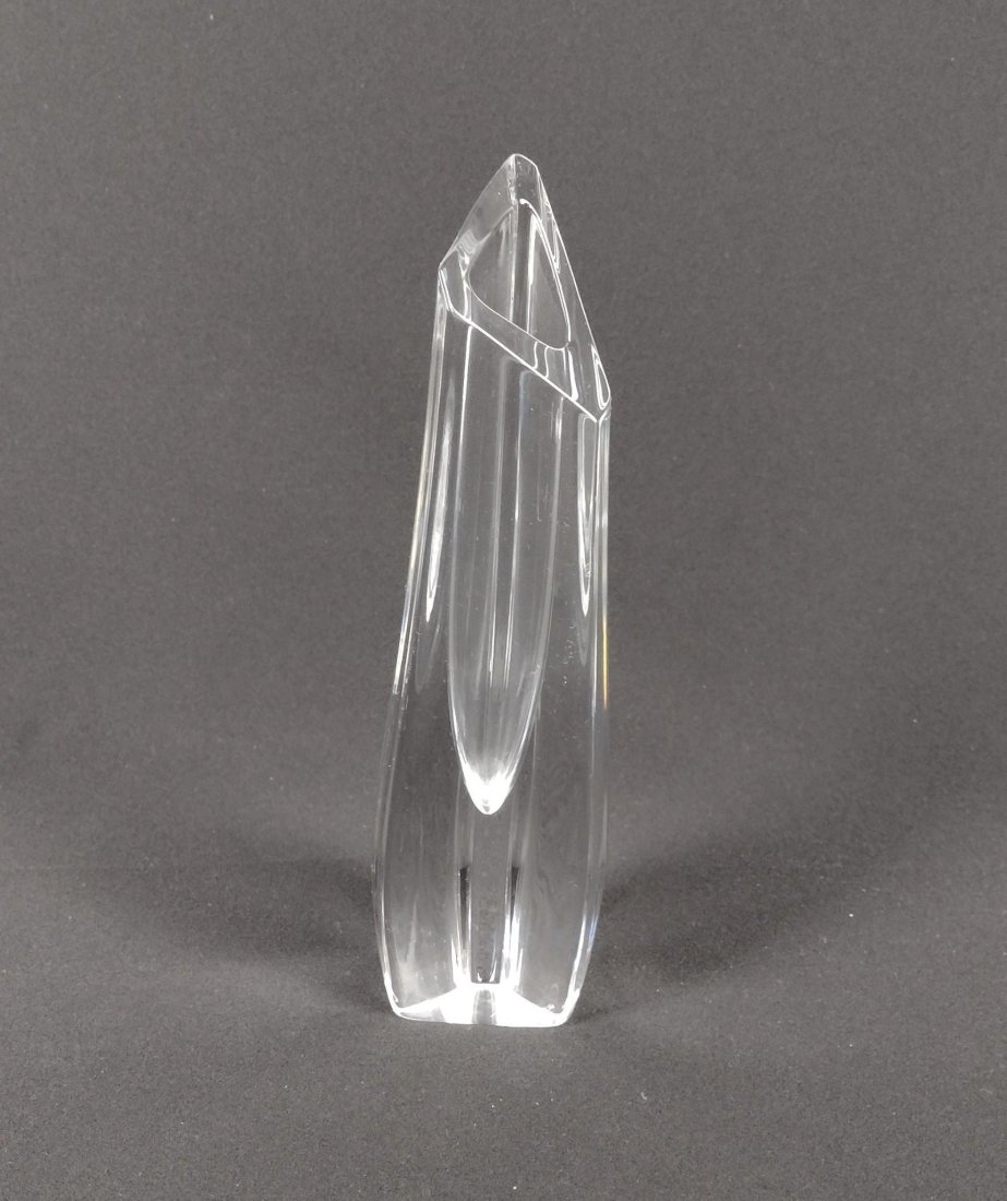 Baccarat Vase: 2-1/2" wide X 8-3/4" high. MEG IMPORTANT: Before bidding, please read the terms and conditions. When you registered for the auction you agreed to these terms and will be required to comply with them.