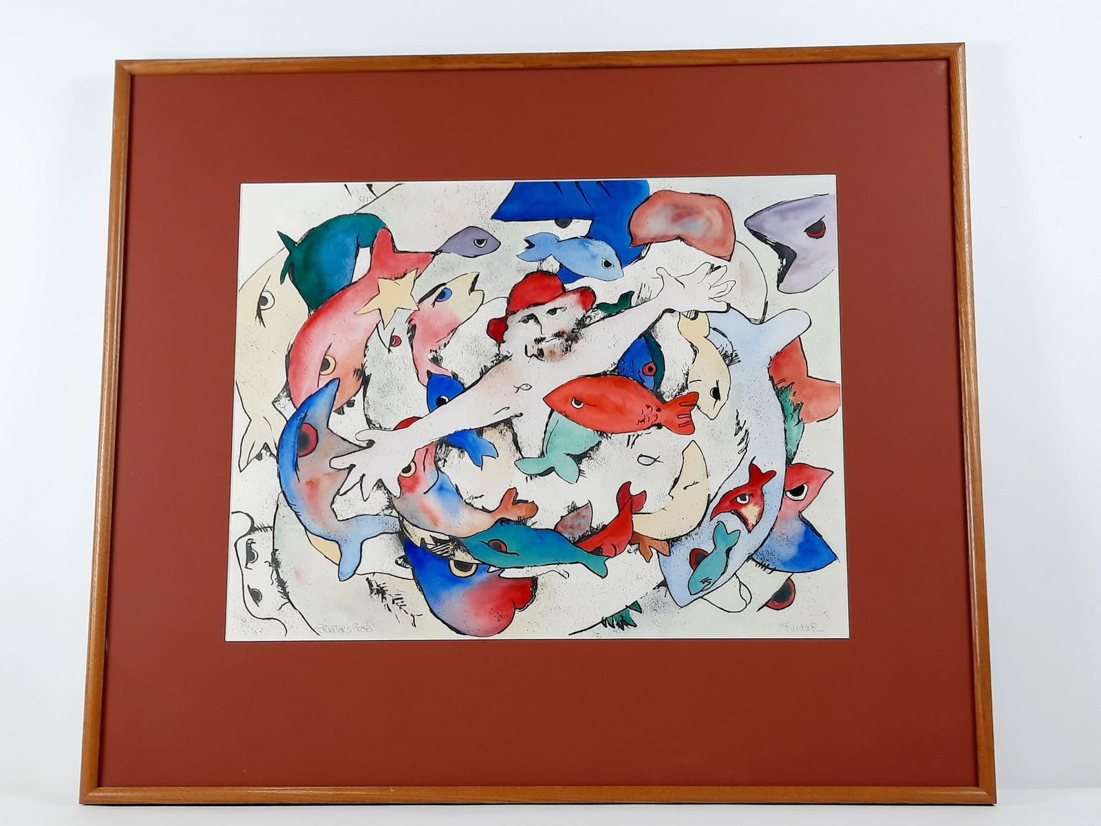 Samuel Ruder Swimming with the Fishes Artist Proof Print: Overall with frame 31" high x 35-1/2" wide. LR IMPORTANT: Before bidding, please read the terms and conditions. When you registered for the auction you agreed to these terms and will be required to co