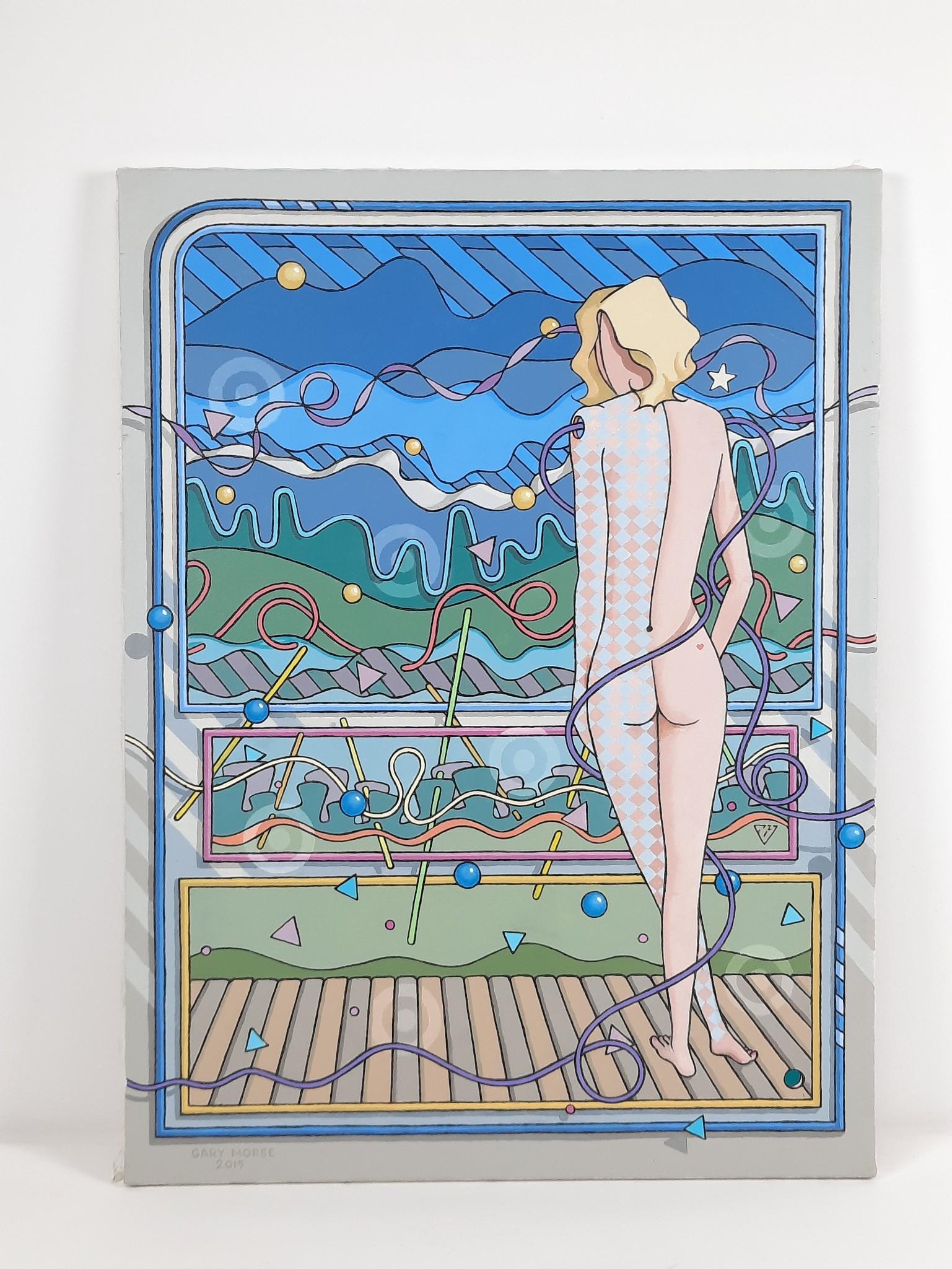 Gary Morse Surrealistic Painting on Canvas: Dated 2015. 32" high x 24" wide. LR IMPORTANT: Before bidding, please read the terms and conditions. When you registered for the auction you agreed to these terms and will be required to comply with t