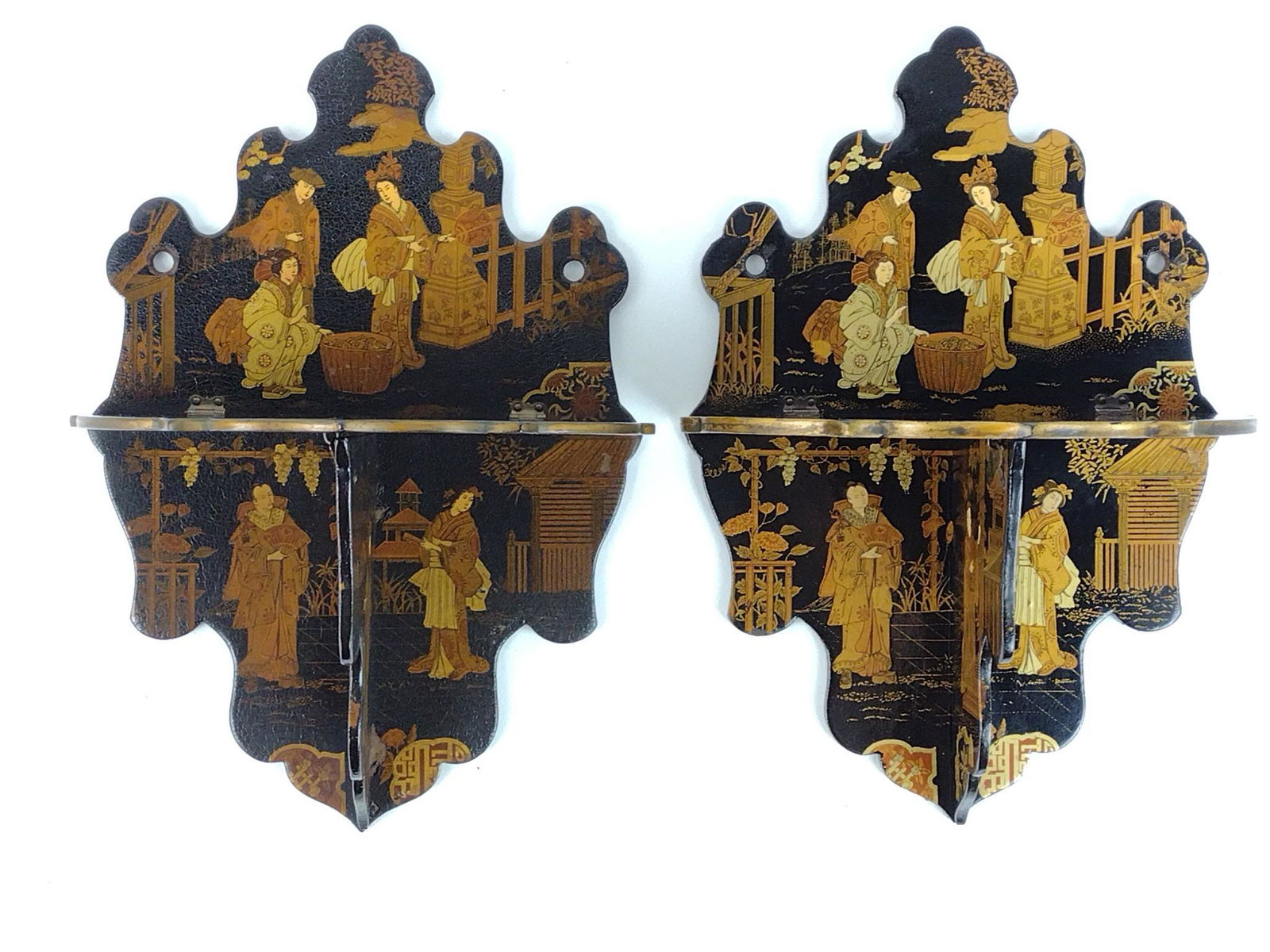 Pr Antique Folding Wall Shelves (1 of 7)