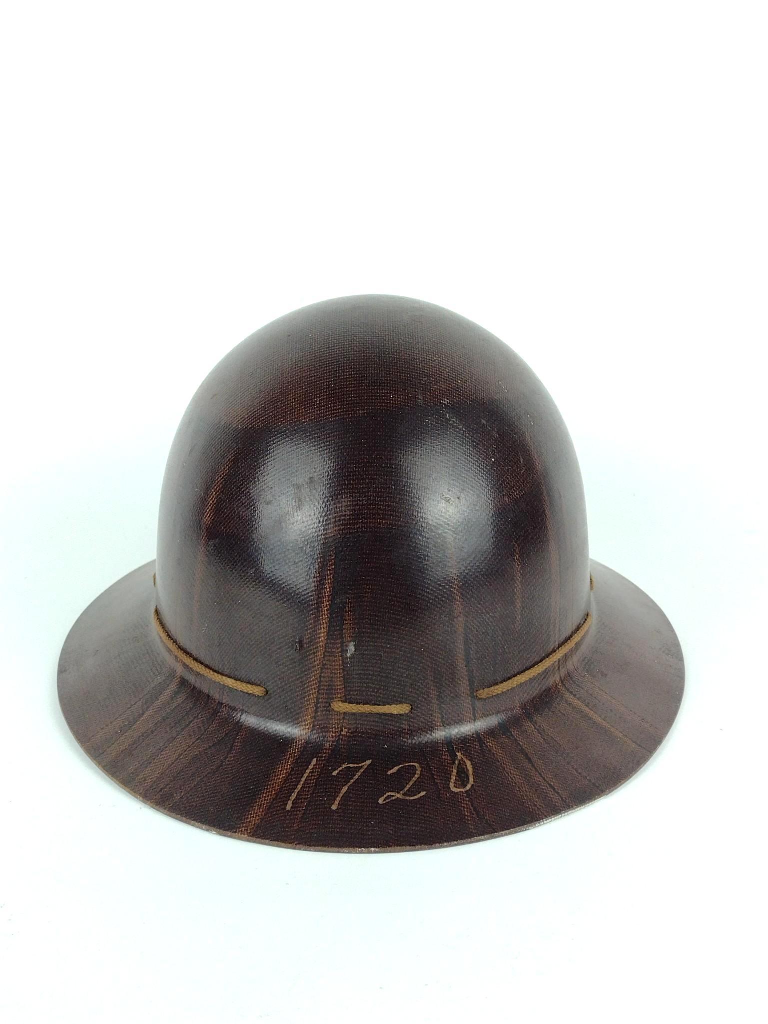 Vintage Fiberglass Construction or Miners Helmet: "1720" etched into front brim. 10-1/2" wide x 12-1/4" deep x 5-1/2" high. DP. IMPORTANT: Before bidding, please read the terms and conditions. When you registered for the auction you agreed to these t