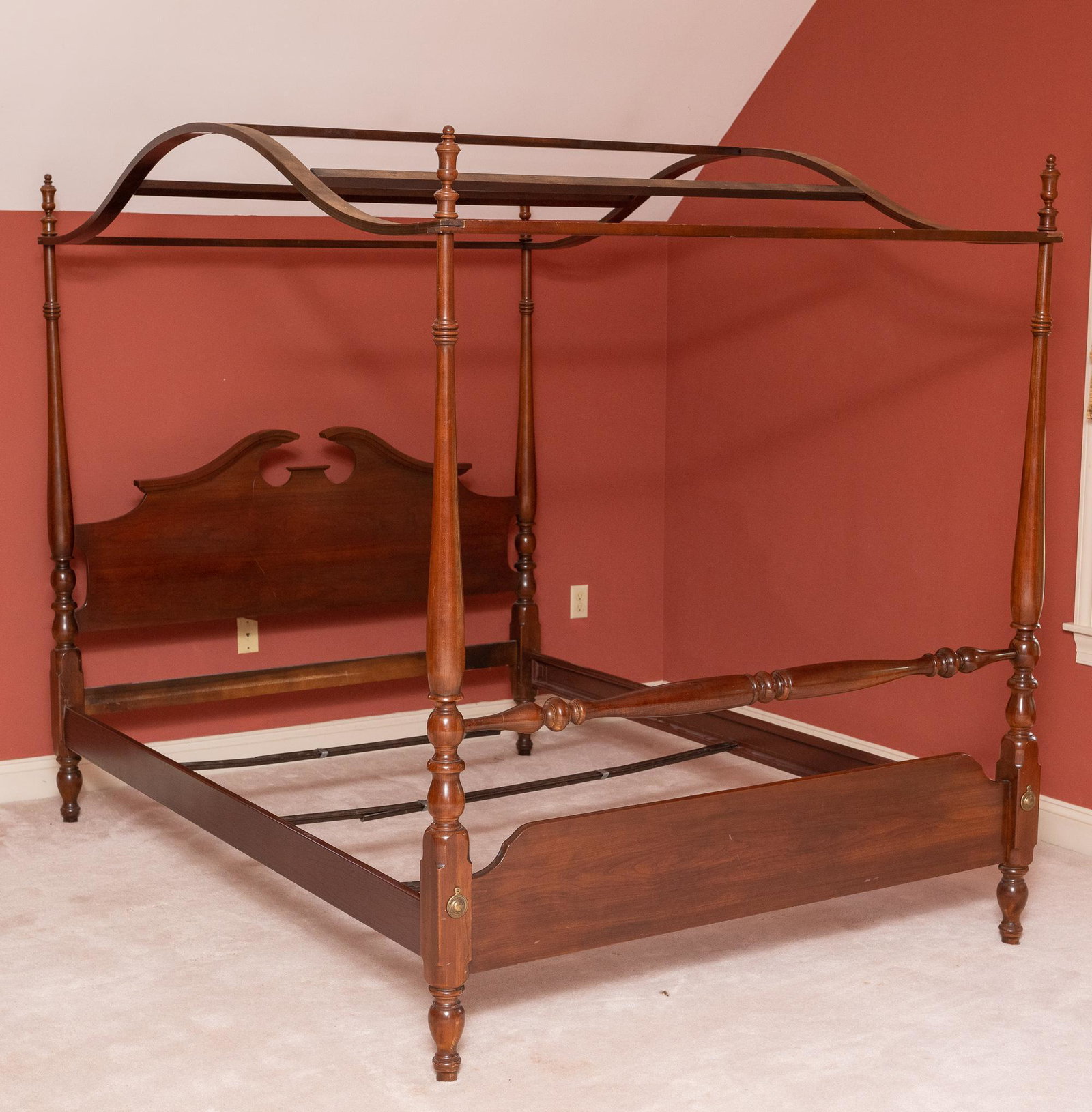 Canopy Bed: 63-1/2" wide x 88" deep x 71-1/2" high. LR IMPORTANT: Before bidding, please read the terms and conditions. When you registered for the auction you agreed to these terms and will be required to comply