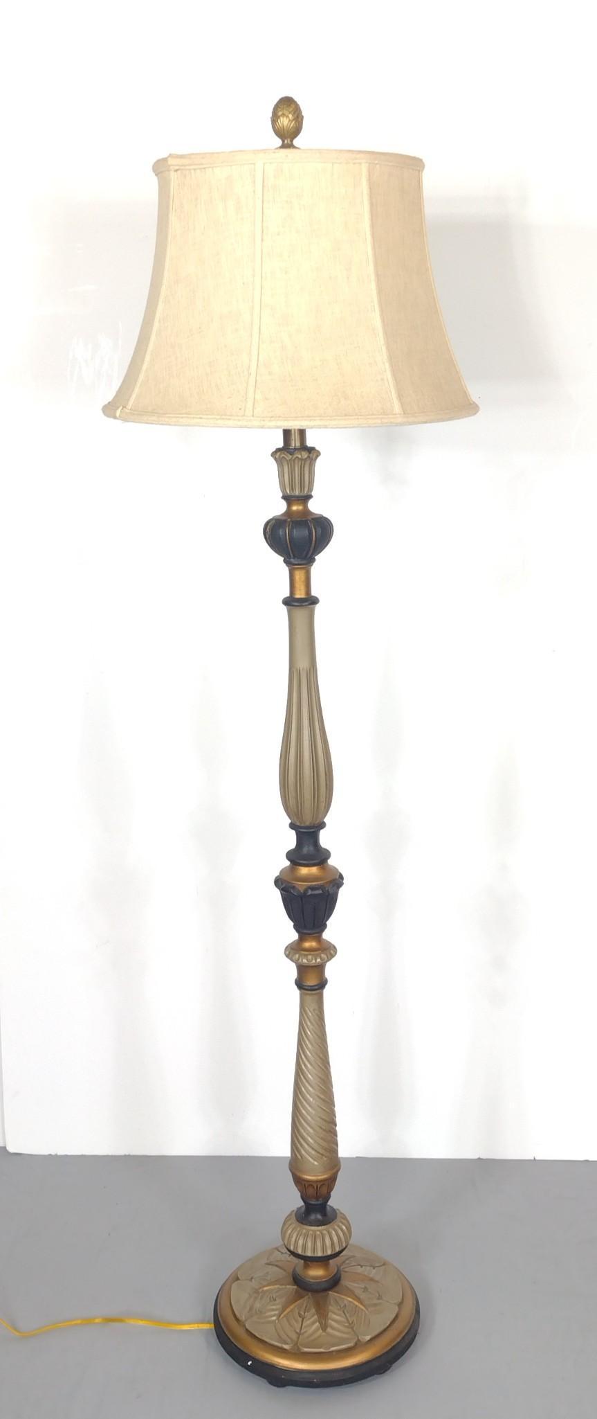 John Richard Carved and Painted Wooden Floor Lamp (1 of 4)