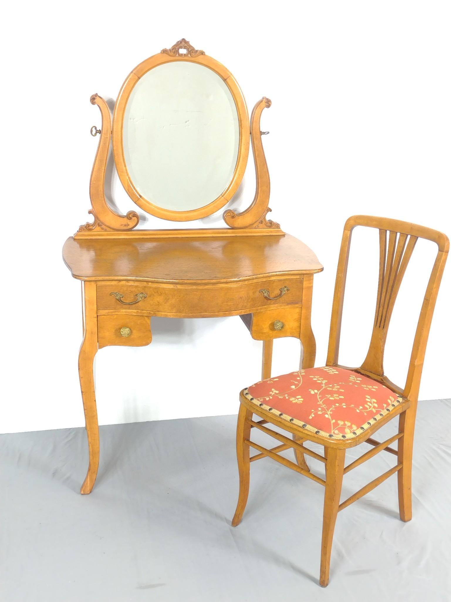 Birdseye Maple Vanity With Chair (1 of 10)