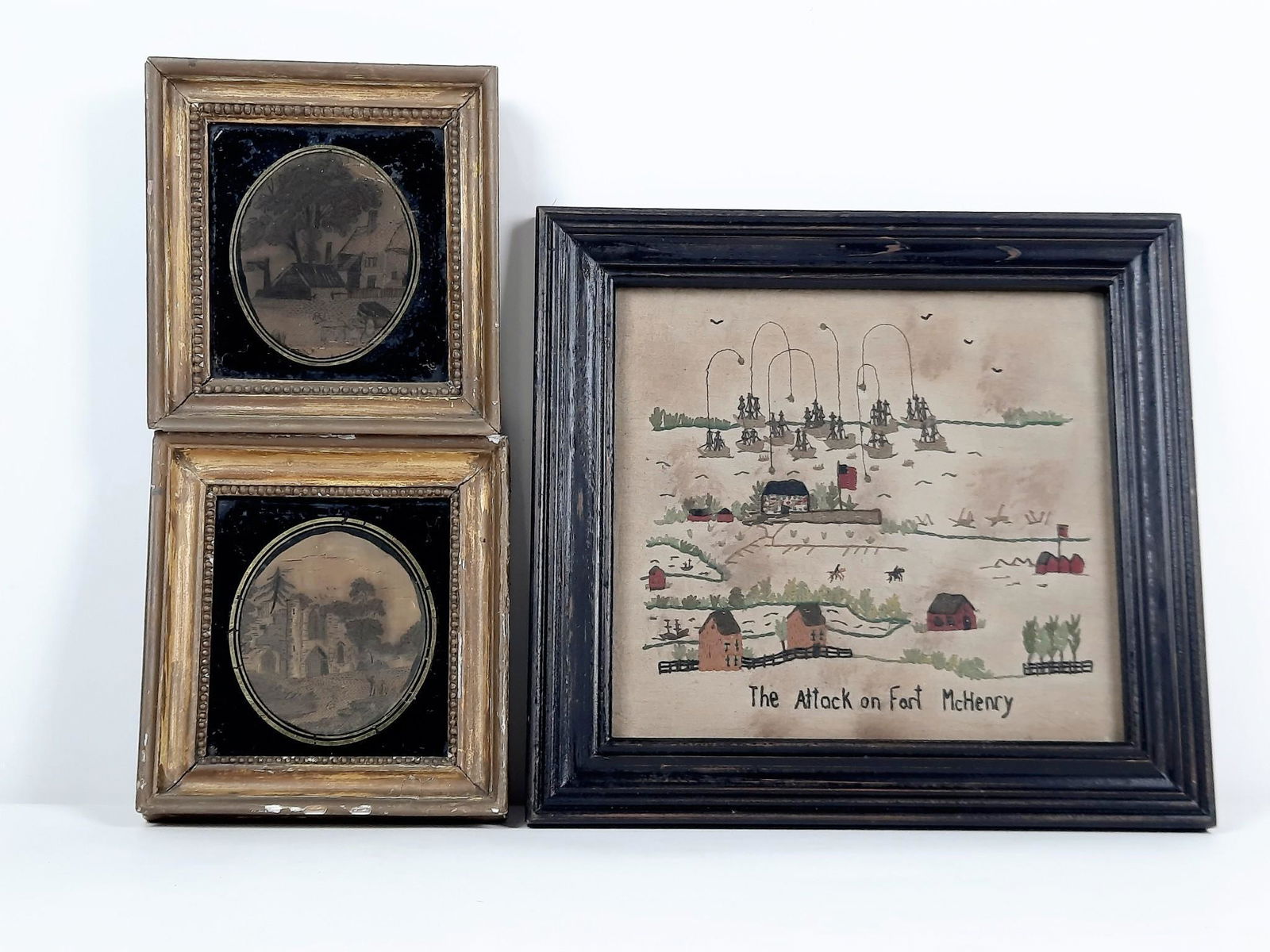 3 Needlepoints incl The Attack on Fort McHenry (1 of 5)