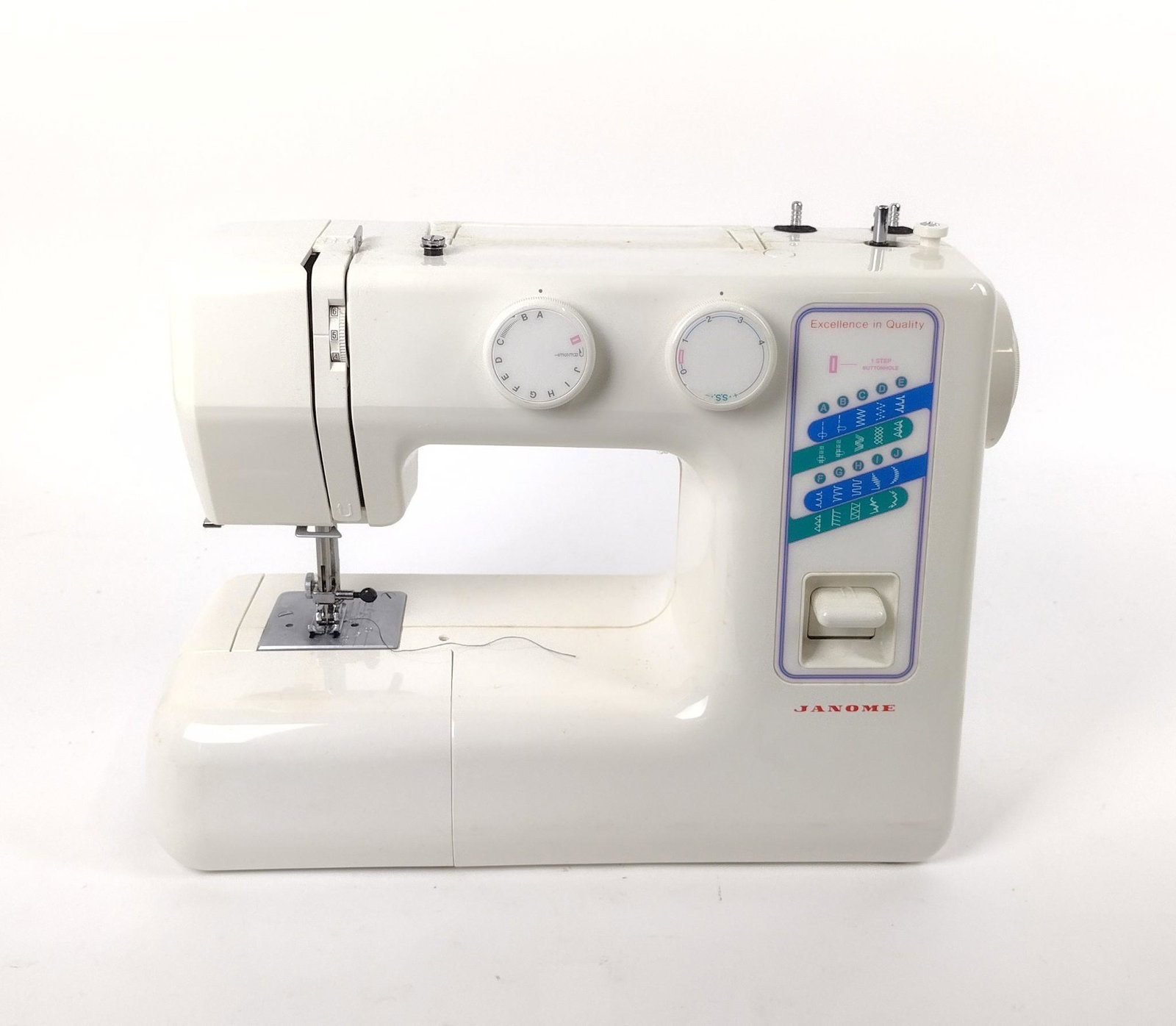 Janome Sewing Machine: Working. Model number JD 1818. 14-1/4" wide X 11" tall. MEG IMPORTANT: Before bidding, please read the terms and conditions. When you registered for the auction you agreed to these terms and will be r