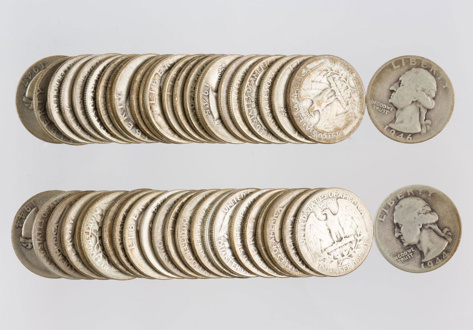 47 U.S. Silver Washington Quarters 1944-1947 (1 of 1)