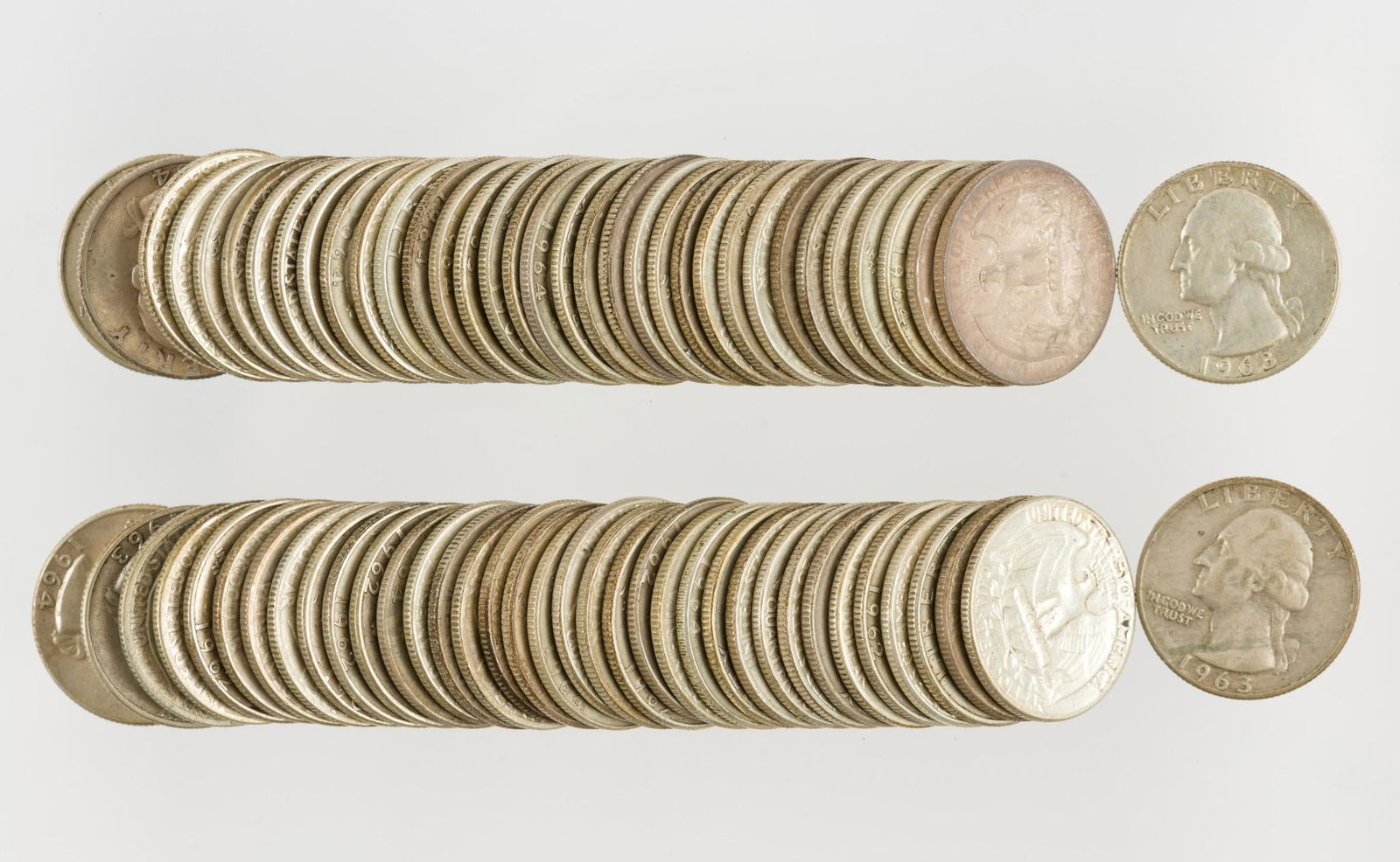 71 U.S. Silver Washington Quarters 1962-1964 (1 of 1)