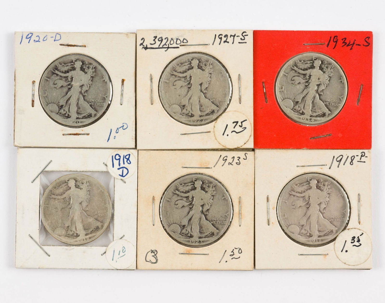6 U.S. Silver Walking Liberty Half Dollars (1 of 1)