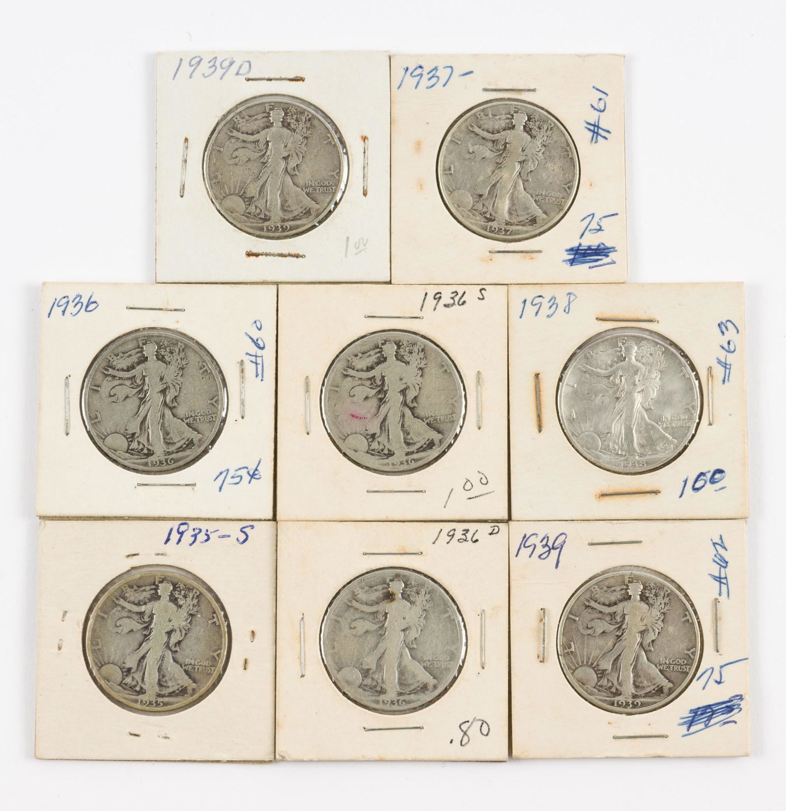8 U.S. Silver Walking Liberty Half Dollars (1 of 2)