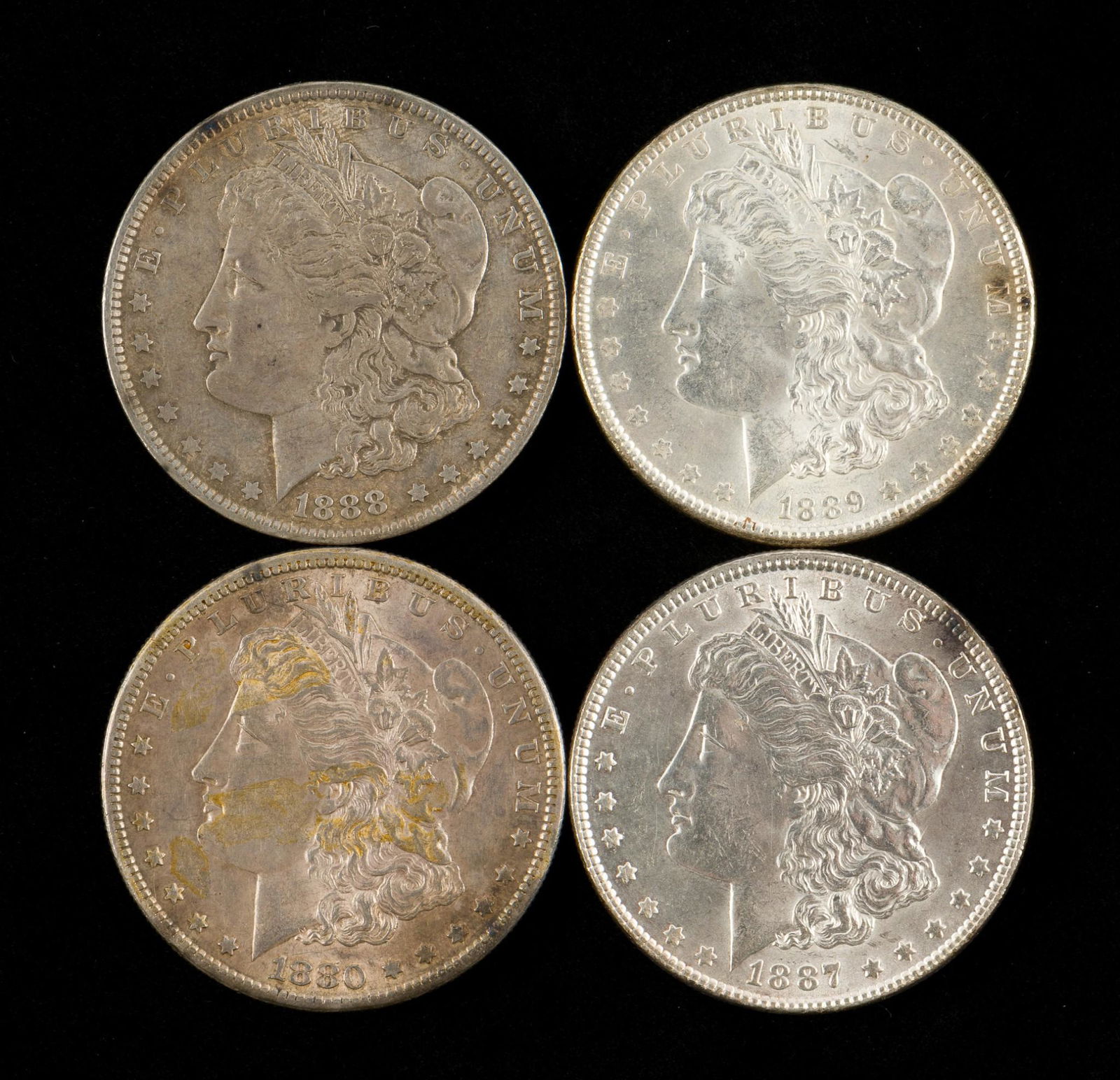 4 Morgan Silver Dollars Incl 1887 (1 of 2)