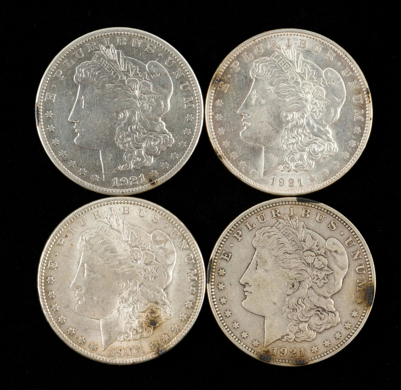 4 Morgan Silver Dollars Incl 1901-O (1 of 2)