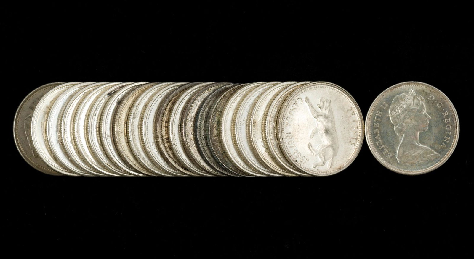 21 Canadian Silver Quarters (1 of 1)