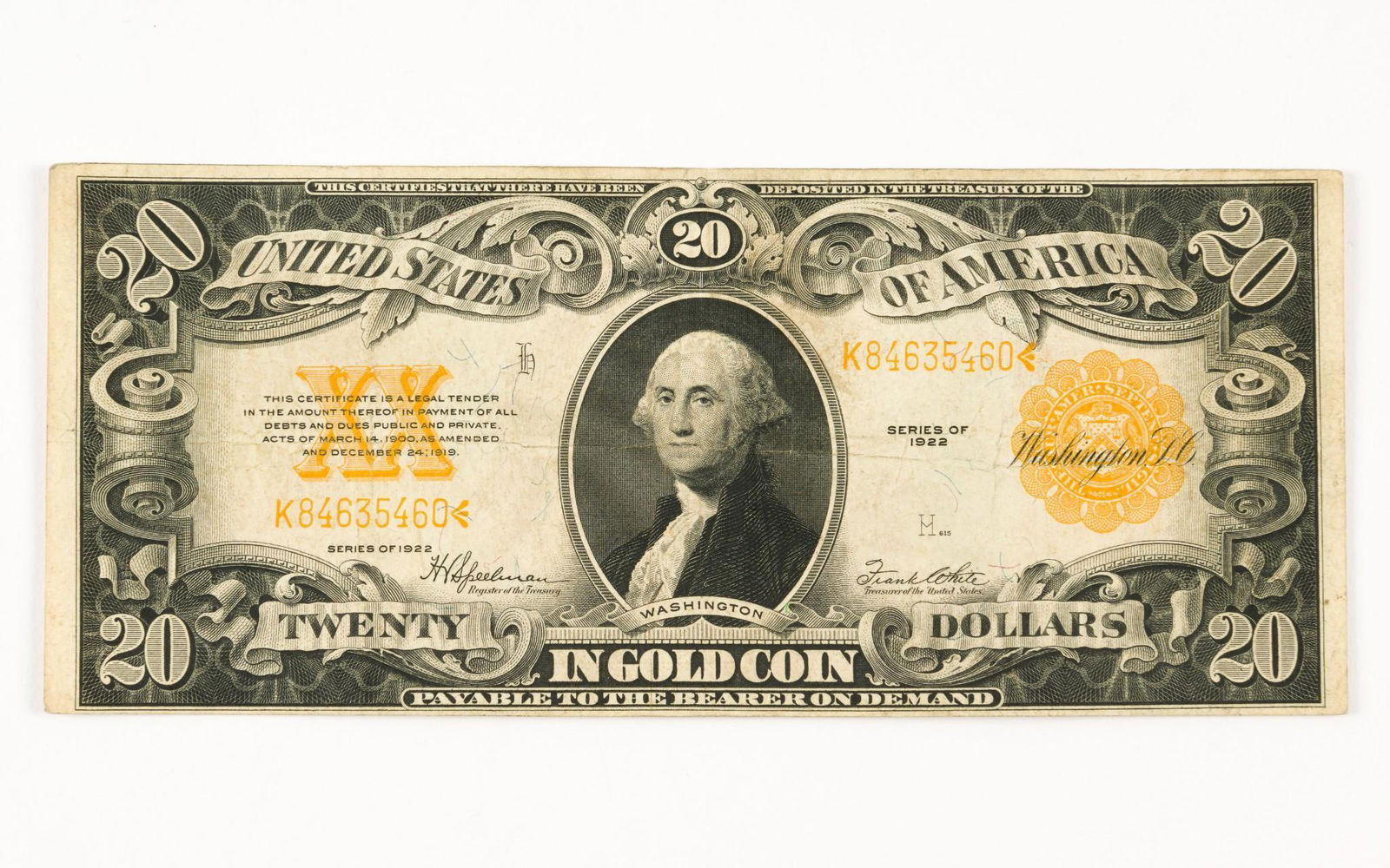 1922 $20.00 Gold Certificate (1 of 2)