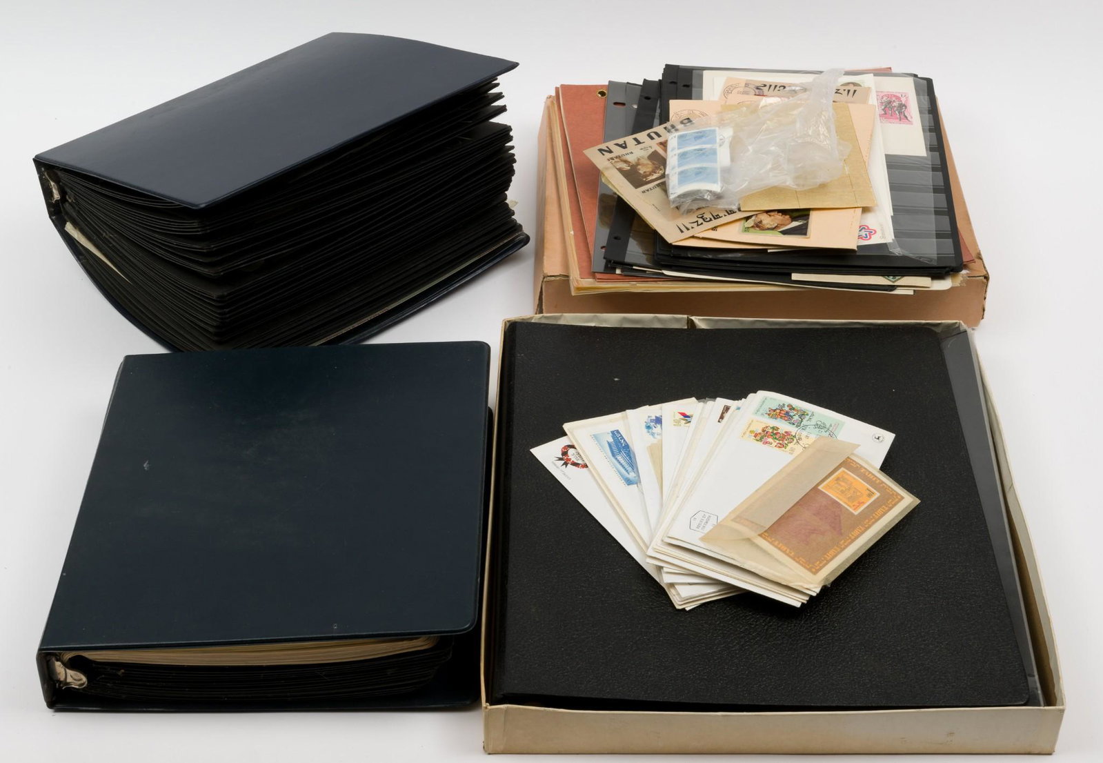 3 Israel First Day Issue Cover Albums: Three large albums of Israel First Day of Issue Covers, all unaddressed with cachets. Includes an Israel mint sheet collection. Also includes Italy, San Marino, Hungary, Bhutan, Czechoslovakia, United