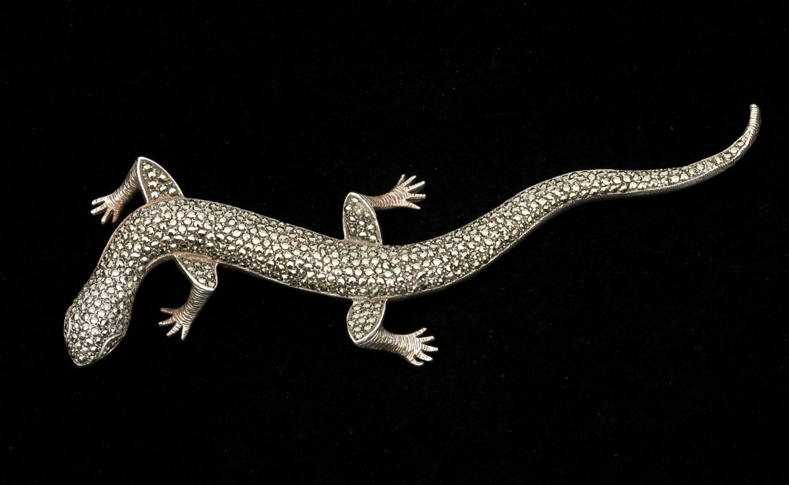 Sterling & Marcasite Lizard Pendant Brooch (1 of 3)