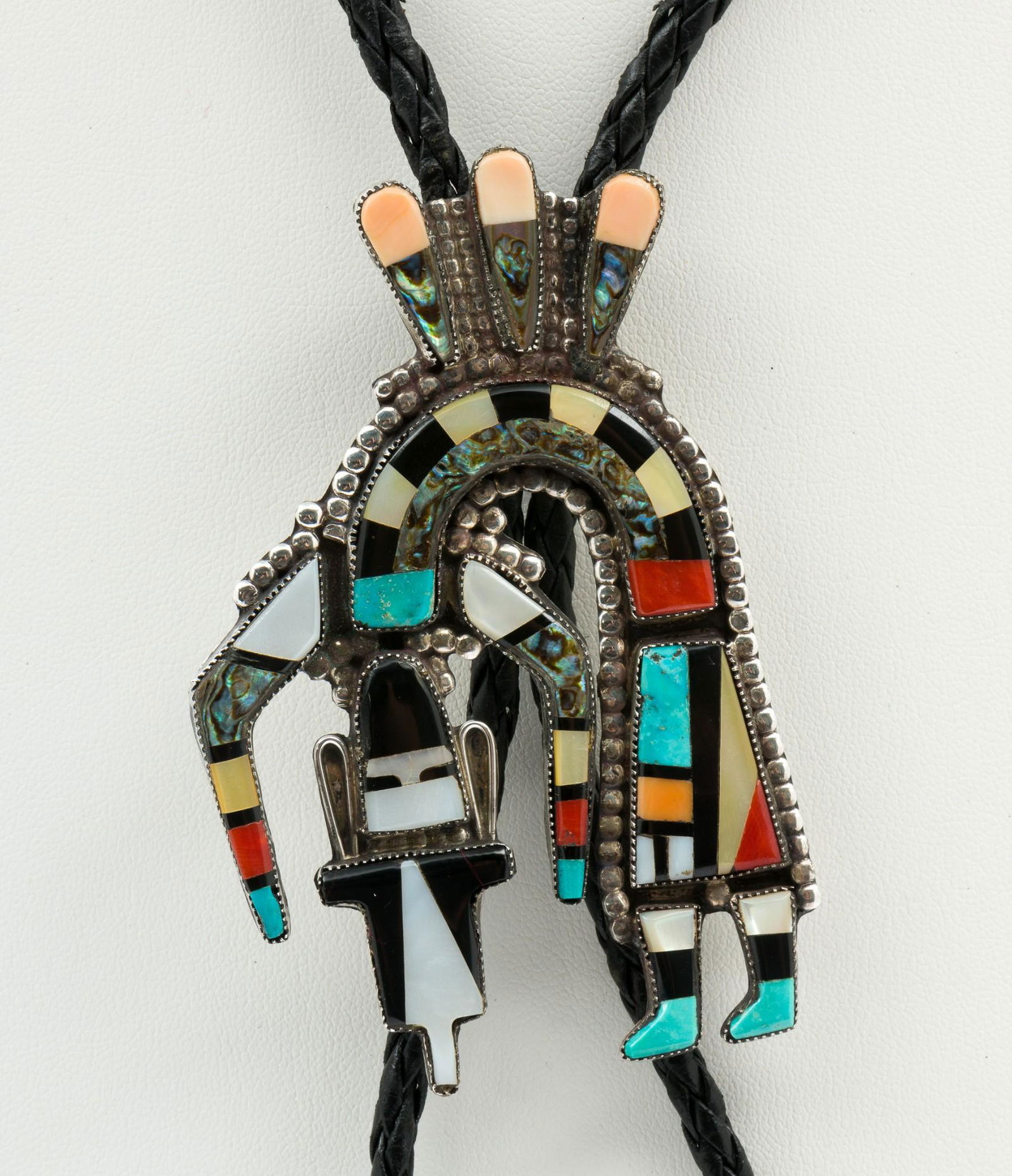 Zuni Rainbow Man Sterling Bolo Tie (1 of 4)