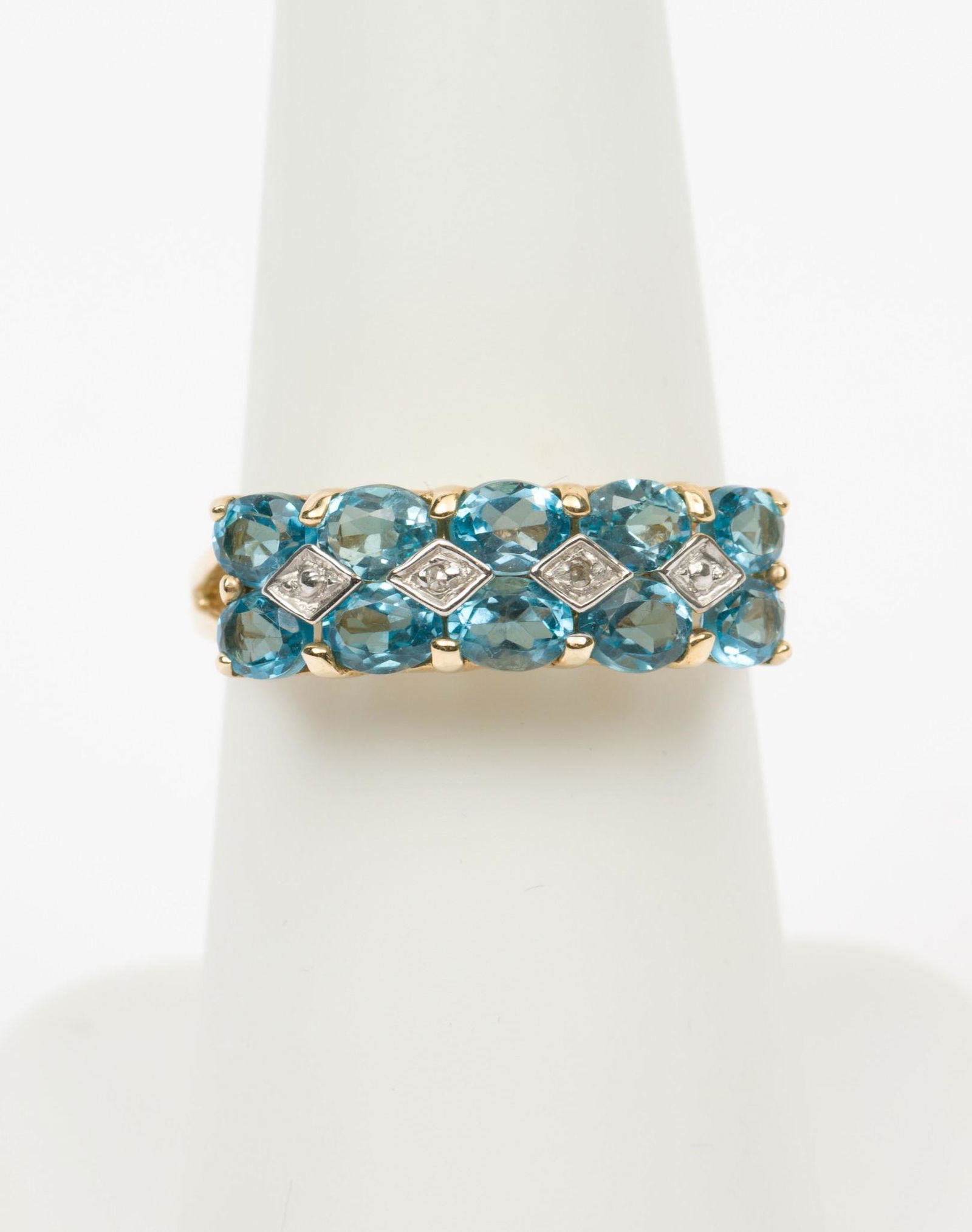 10K Gold, Blue Topaz & Diamond Ring (1 of 3)