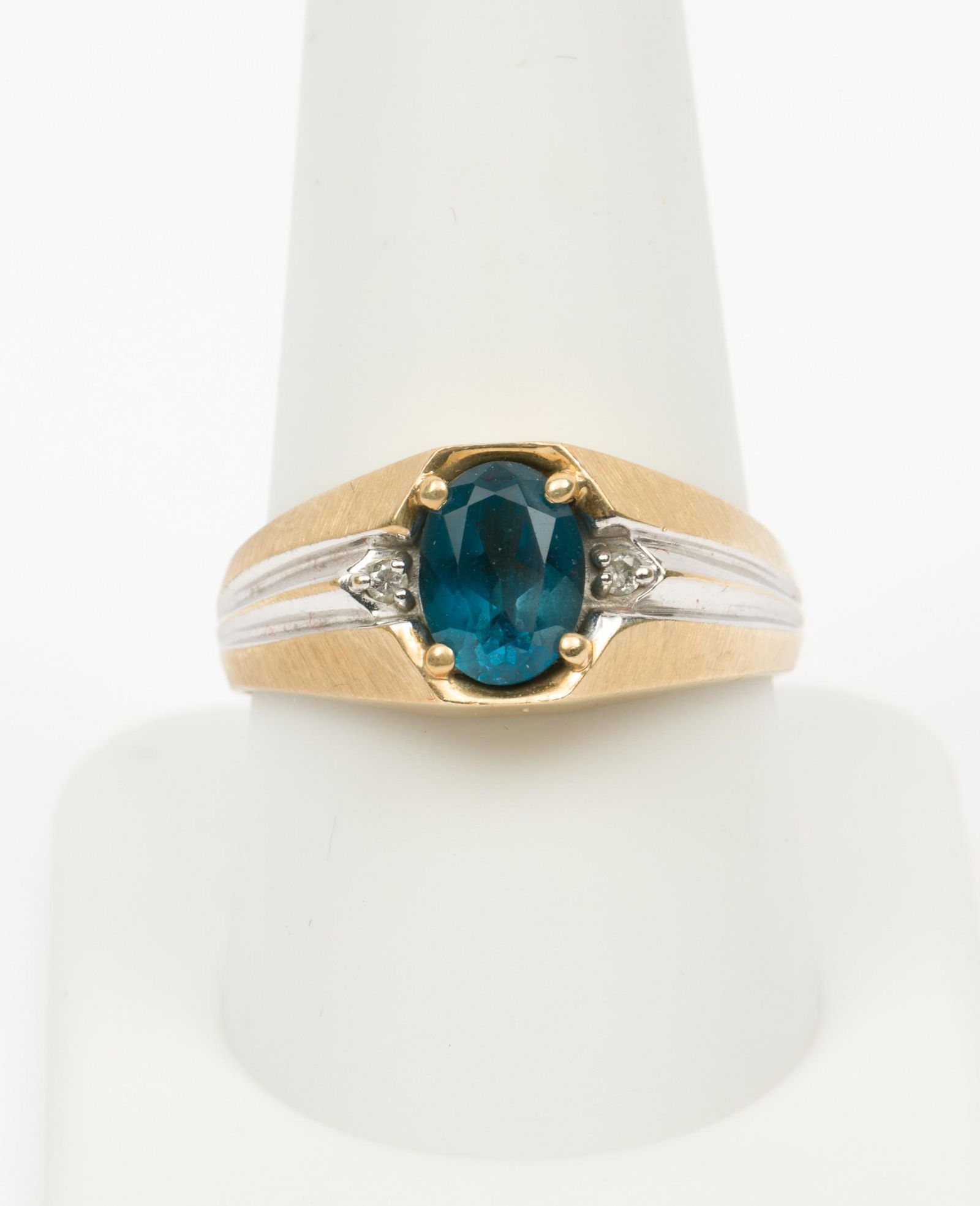 10K Gold, Blue Topaz & Diamond Ring (1 of 3)