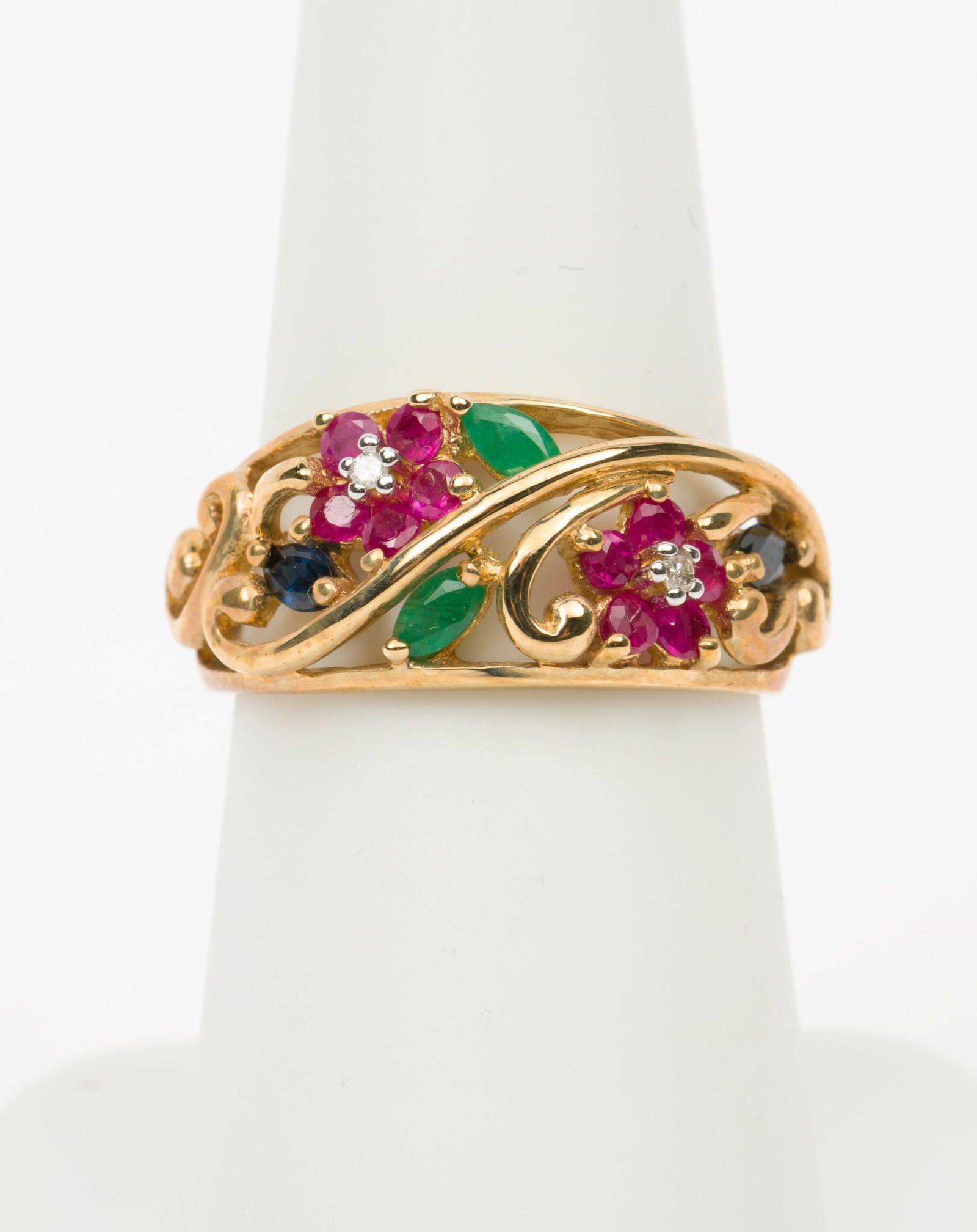 10K Gold, Ruby, Sapphire & Diamond Ring (1 of 3)