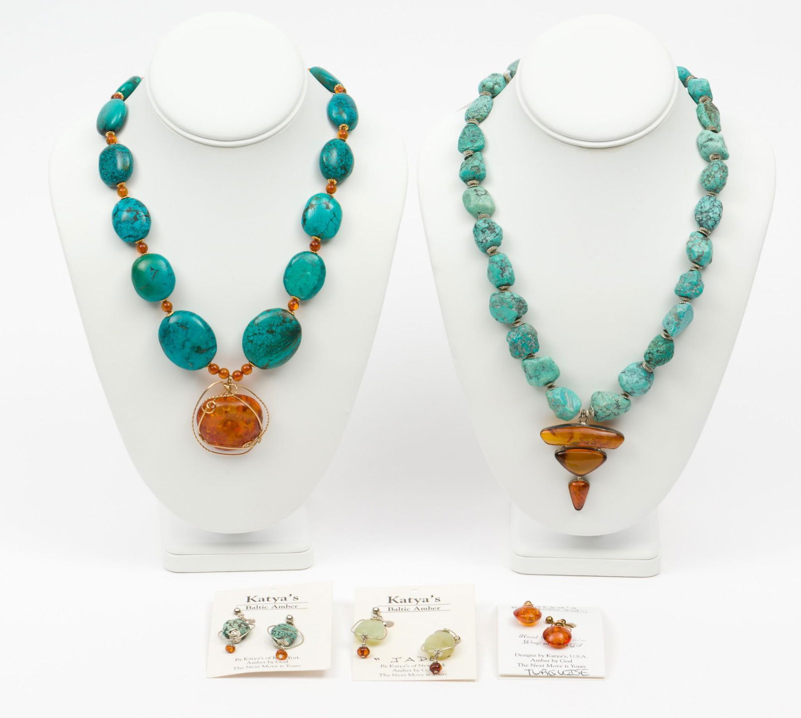 Katya's Baltic Amber 2 necklaces and 3 Prs Earrings (1 of 12)