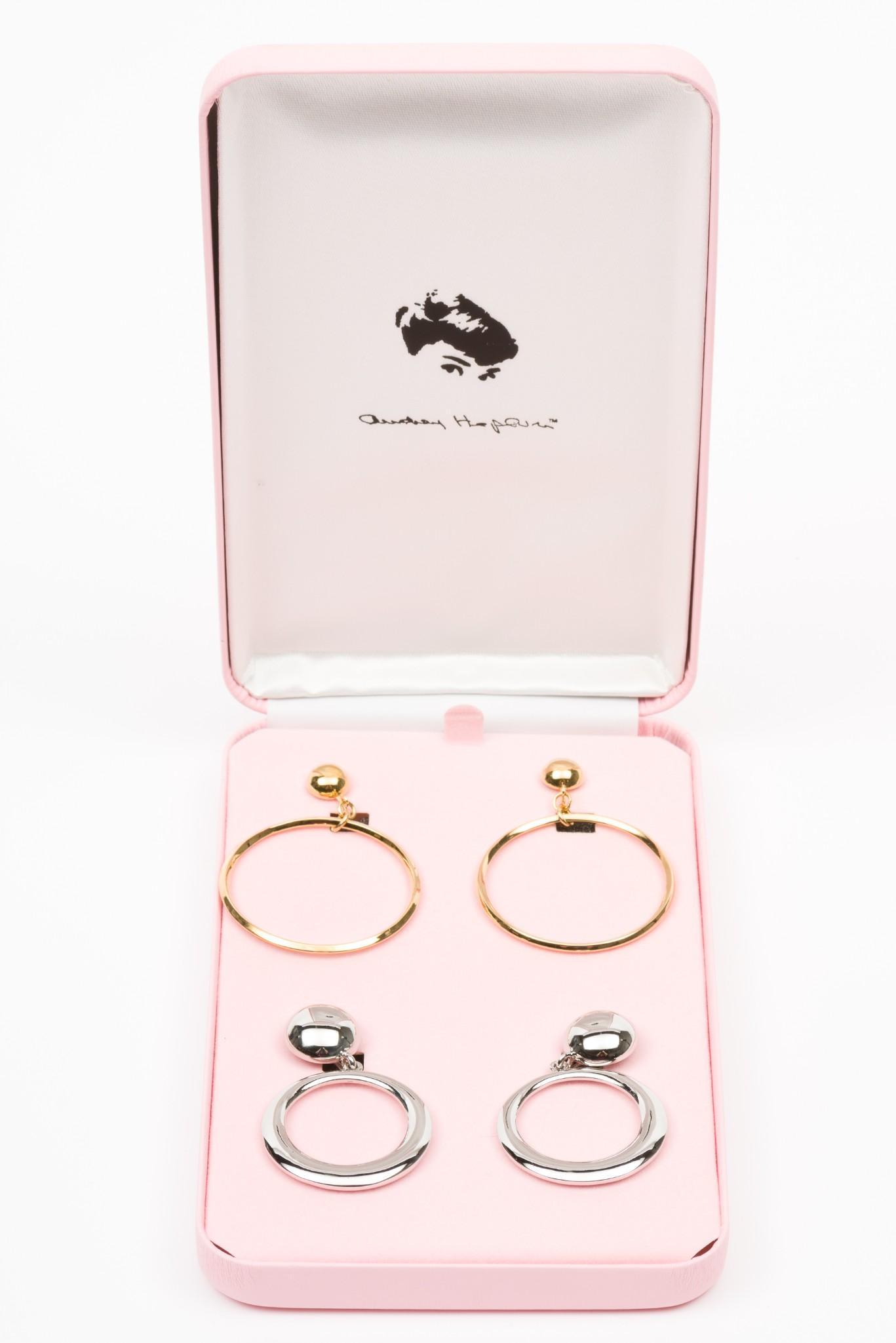 2 Pair Camrose & Cross Audrey Hepburn Earrings: Clip on earrings 2" long and 2-1/2" long. In original box. MH. IMPORTANT: Before bidding, please read the terms and conditions. When you registered for the auction you agreed to these terms and will b