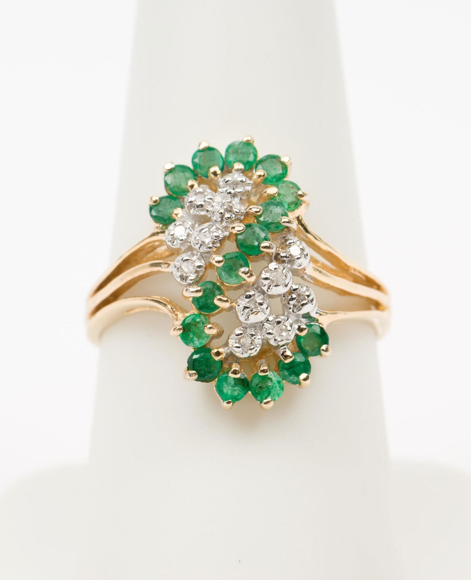14K Gold, Diamond & Emerald Waterfall Ring (1 of 6)