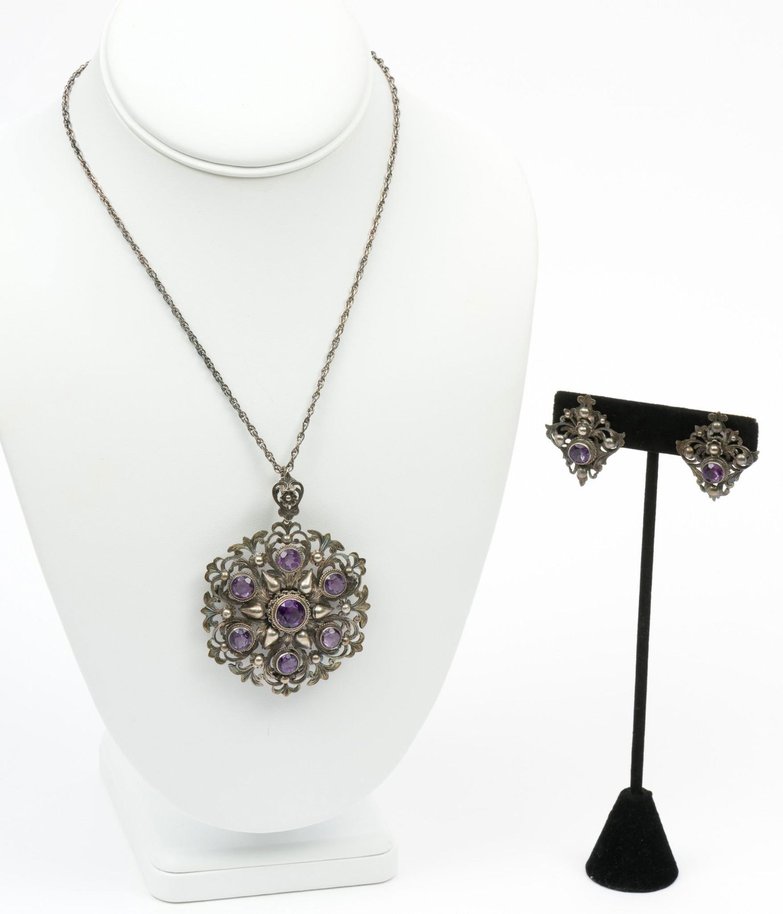 Peruzzi, Florence 800 Silver and Amethyst Demi-Parure (1 of 8)