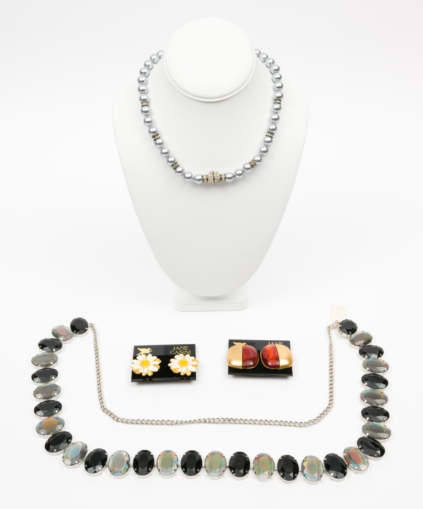 Jane Casini Earrings and Necklaces: Earrings 1" and 1-1/4" long. necklaces 16" and 48" long. MH. IMPORTANT: Before bidding, please read the terms and conditions. When you registered for the auction you agreed to these terms and will be 