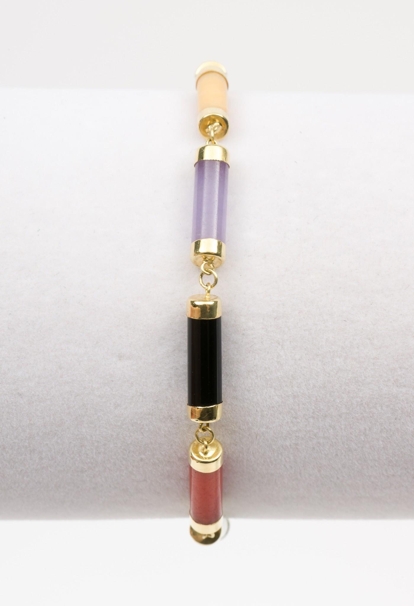 14K Multi-Color Jade Bracelet (1 of 4)