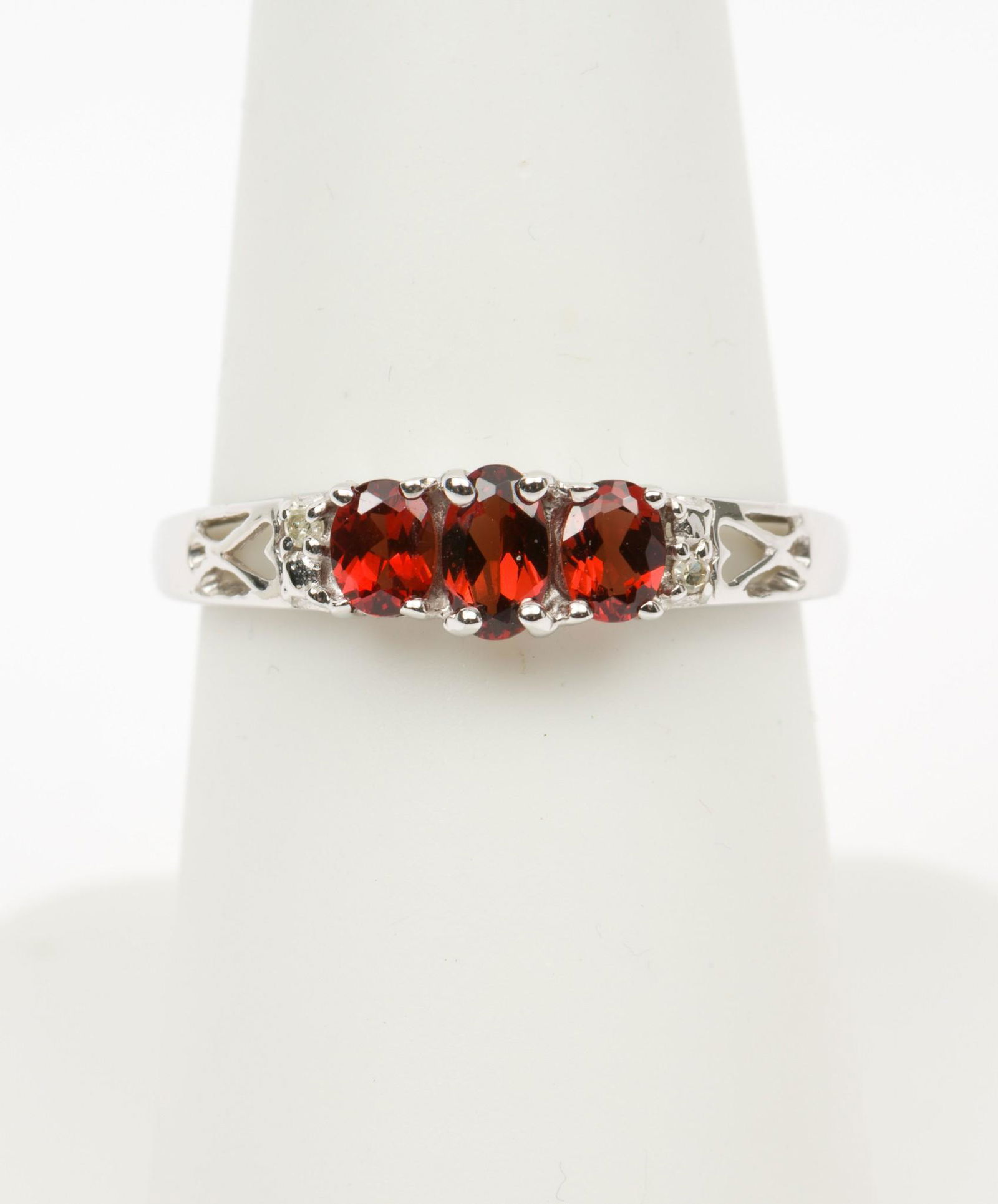 10K White Gold, Garnet & Diamond Ring (1 of 3)