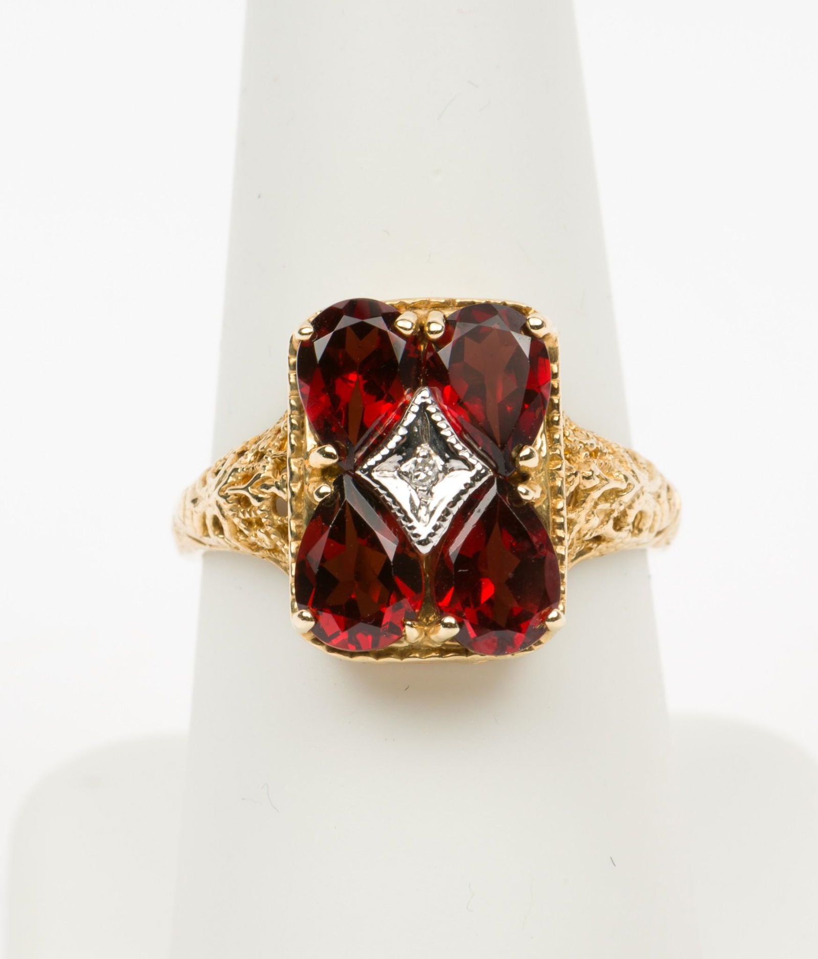 10K Gold, Garnet & Diamond Ring (1 of 3)