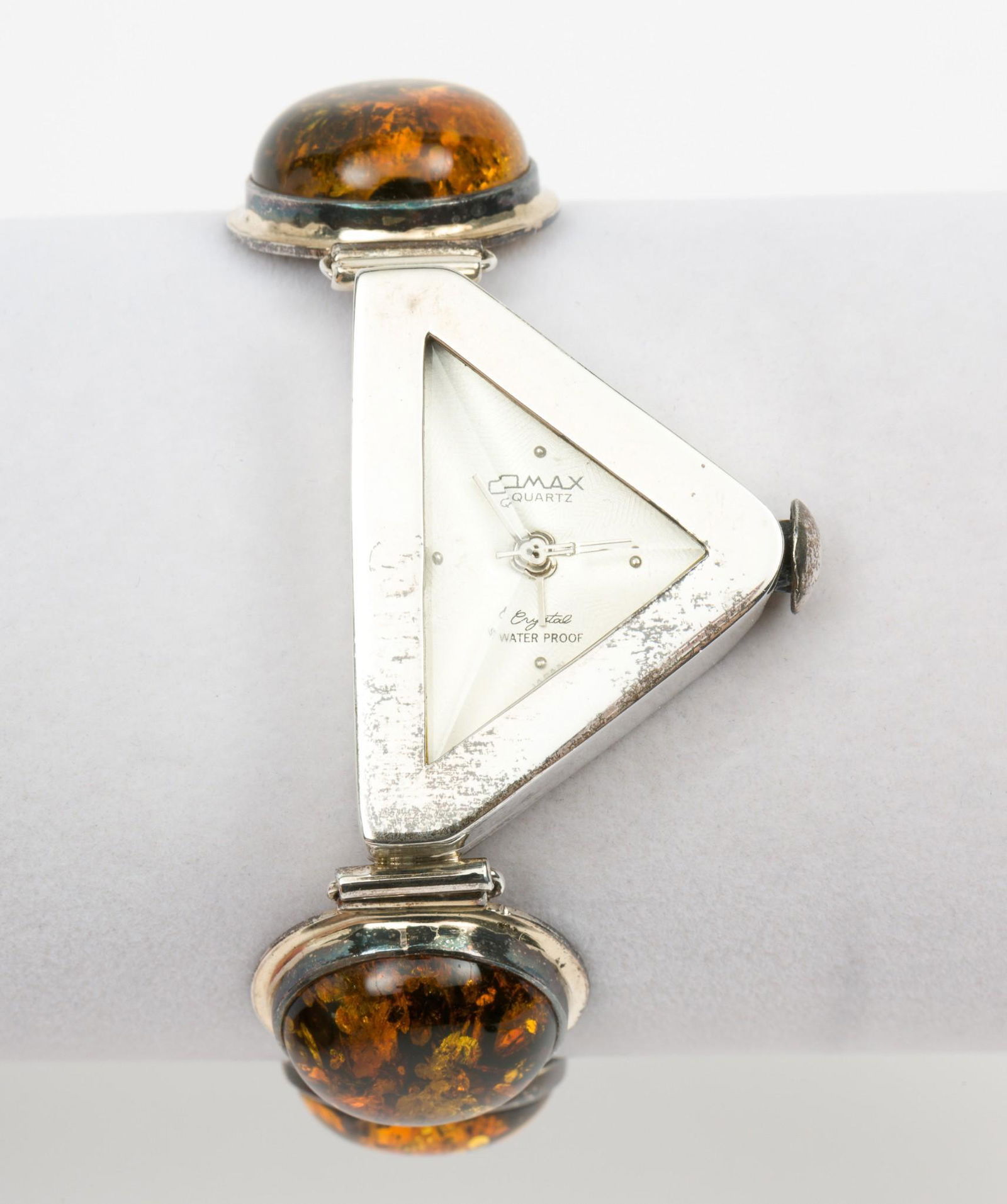 Quartz Wristwatch on Sterling and Amber Bracelet (1 of 6)