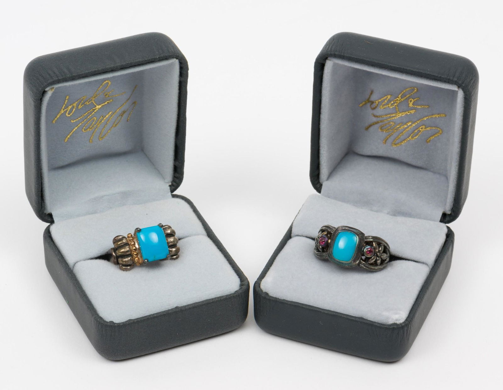 2 Lord & Taylor Sterling, 14K & Turquoise Rings (1 of 8)
