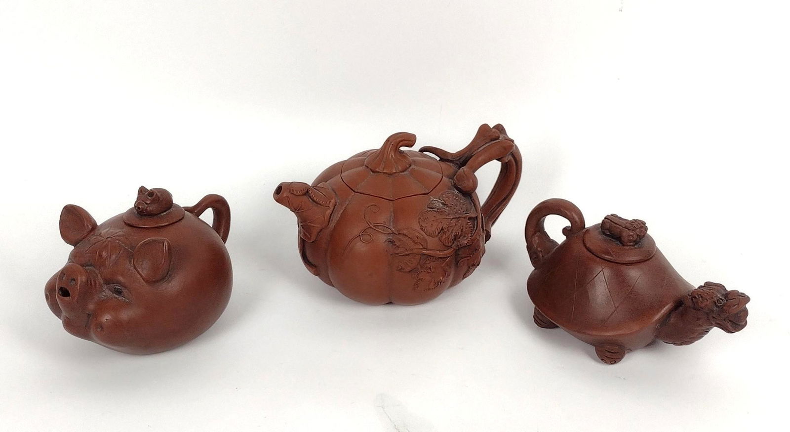 3 Chinese Clay Teapots (1 of 4)