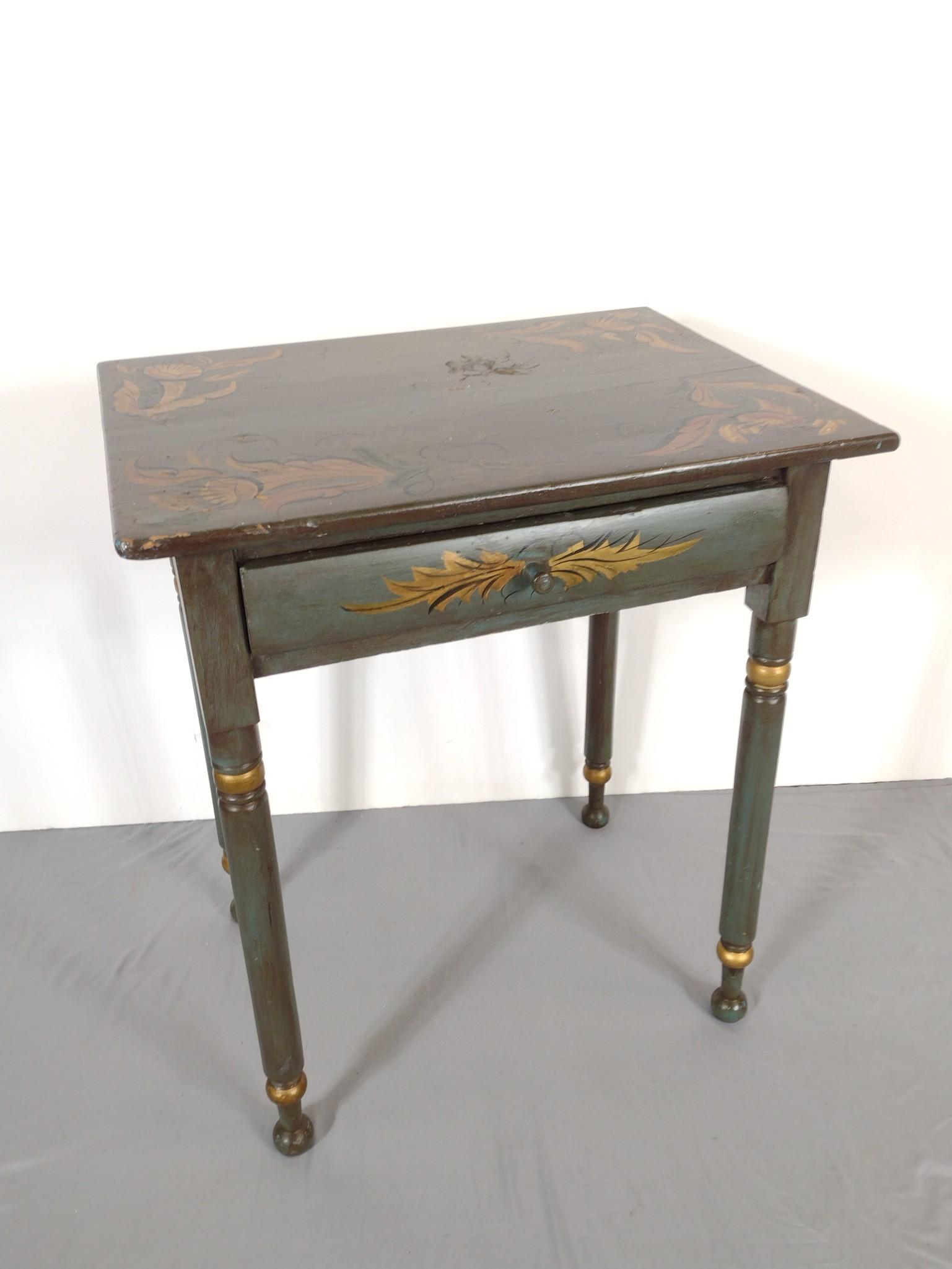 Clyde Stacks Paint Decorated Single Drawer Work Table (1 of 5)