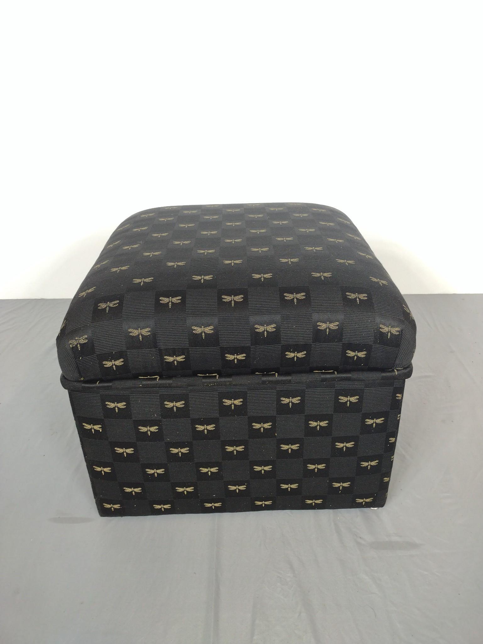 Dragonfly Print Storage Ottoman (1 of 3)