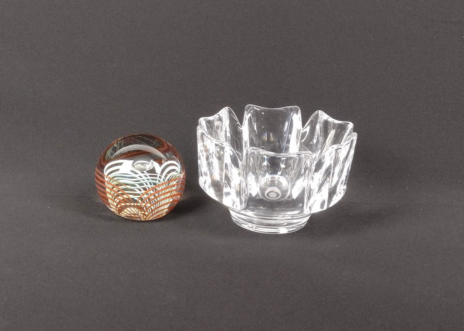 Orrefors Bowl and  Paperweight (1 of 2)