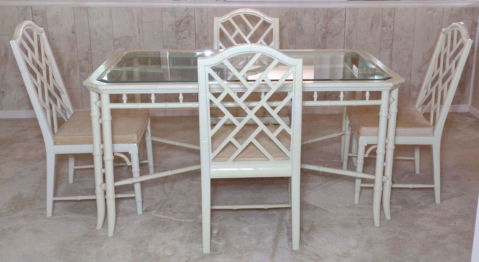 5 Pc Century Furniture Co. Glass Top Dining Table & Chair Set (1 of 9)