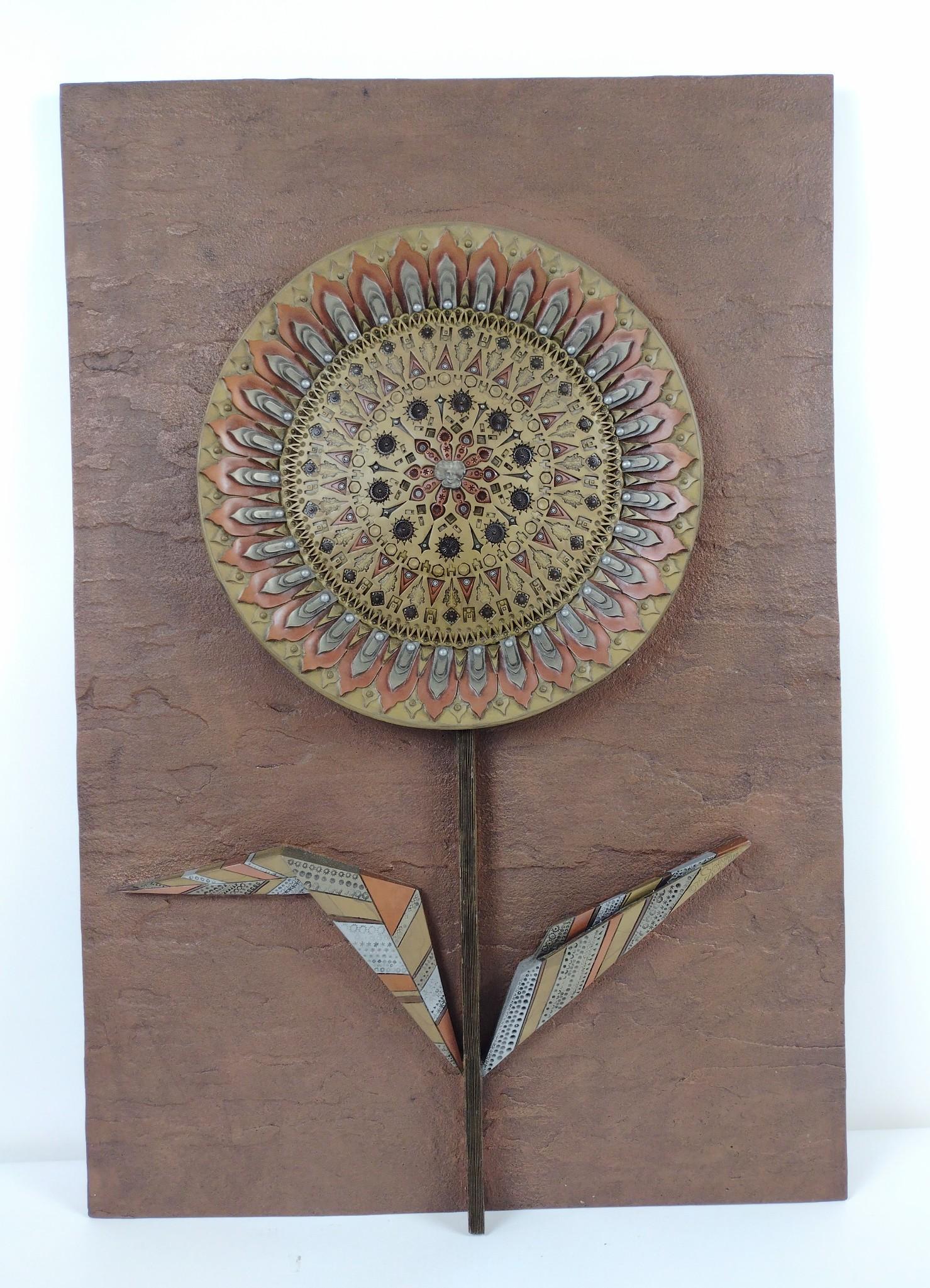 Giuseppe Schoeman Sunflower Wall Heavy Cast Metal Sculpture (1 of 5)