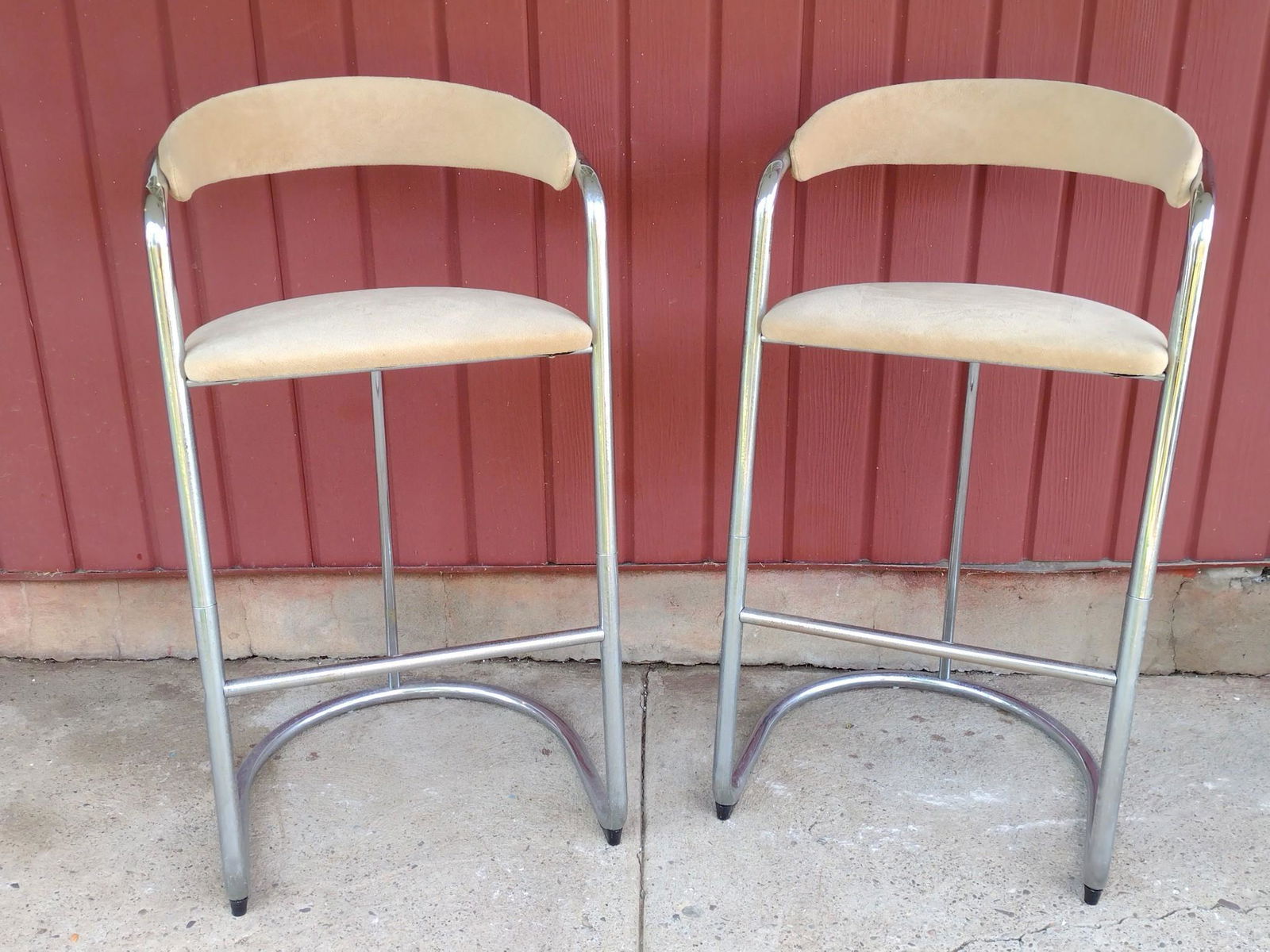 Pair Cosco Chrome High Back Stools (1 of 4)