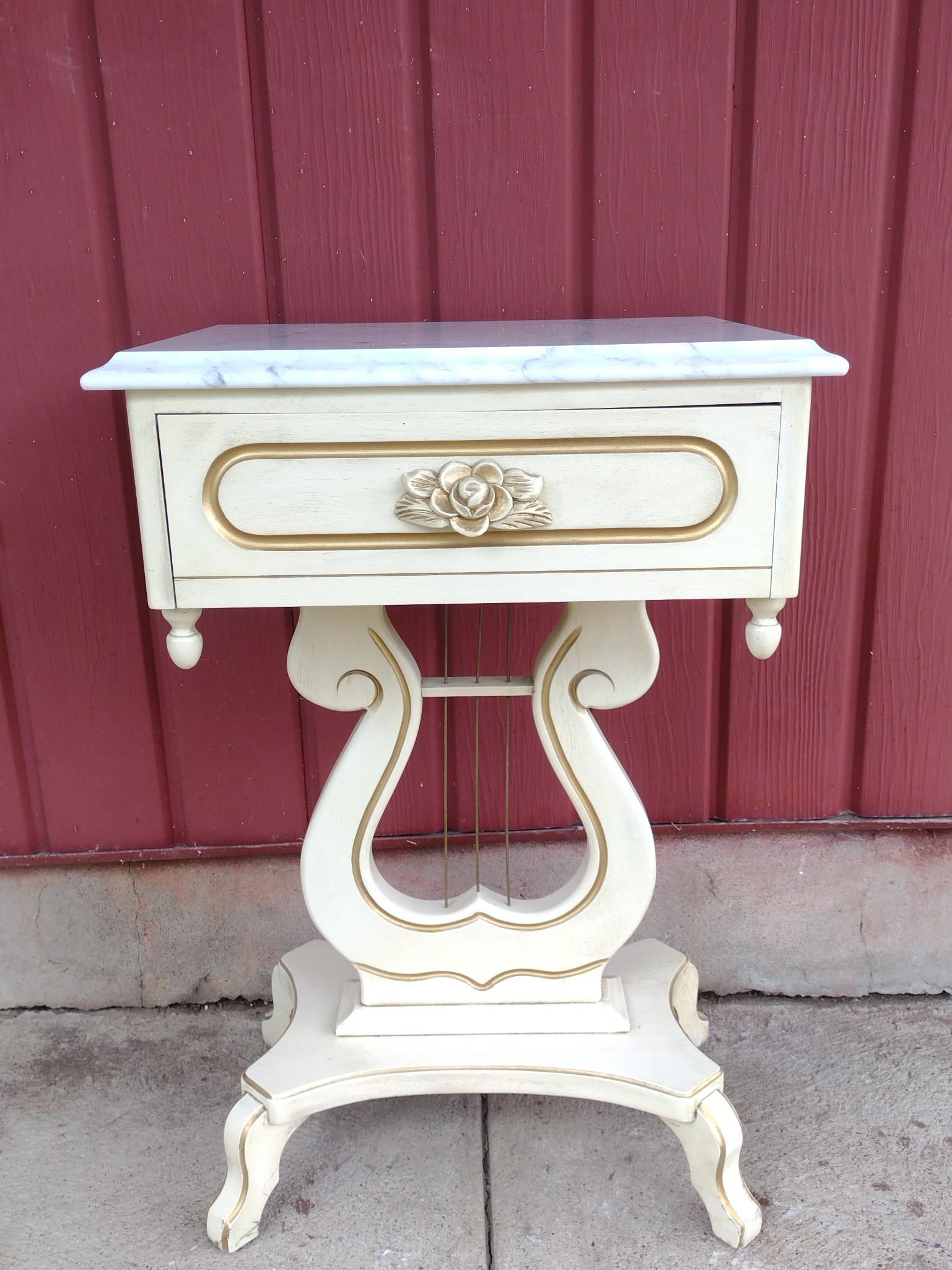 Marble Top Single Drawer Side Table (1 of 5)