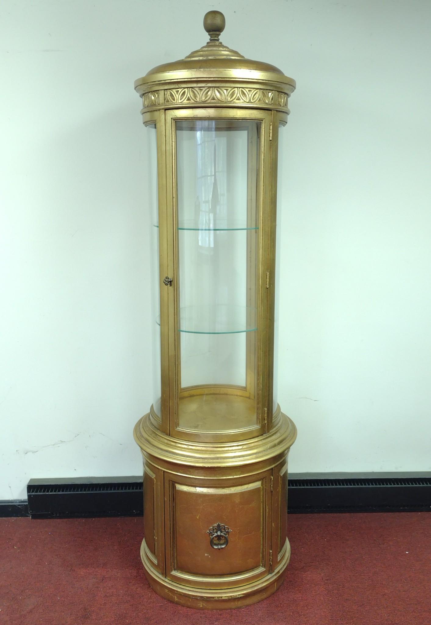 Gold Painted Round Curio Cabinet (1 of 6)