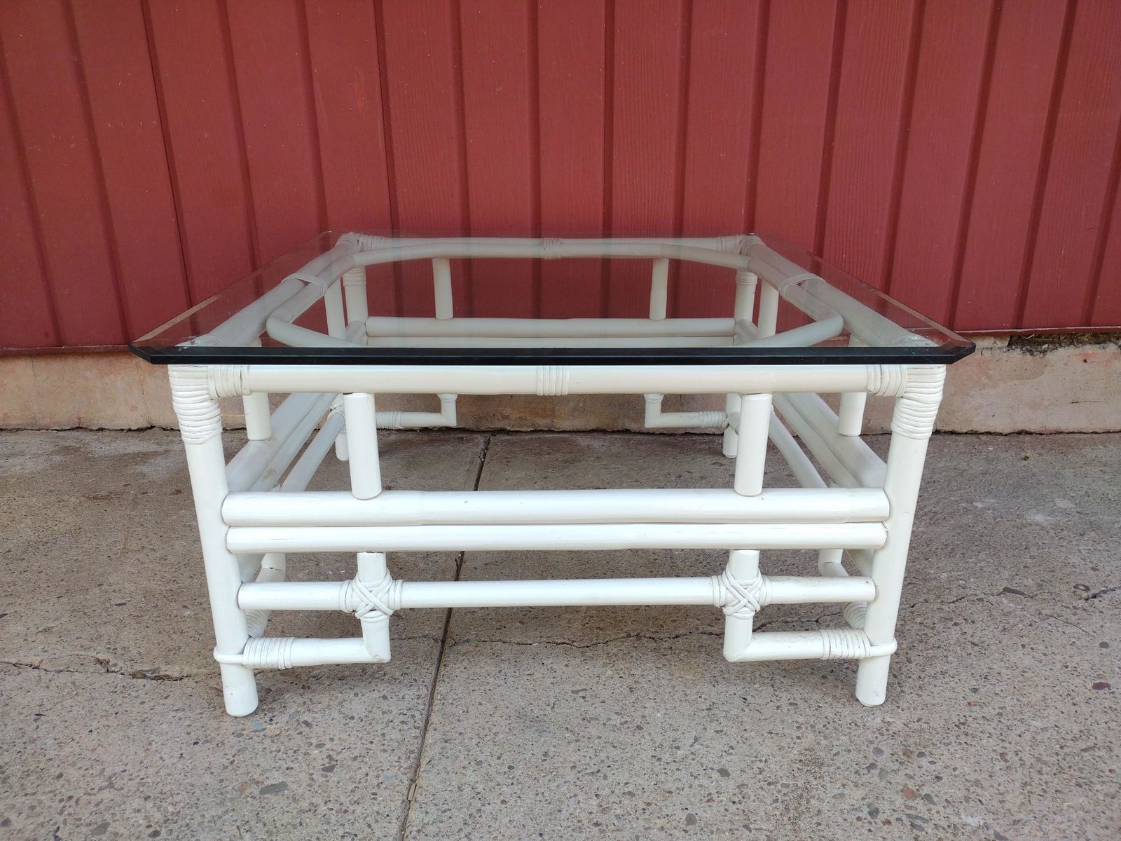 Rattan Glass Top Coffee Table (1 of 3)