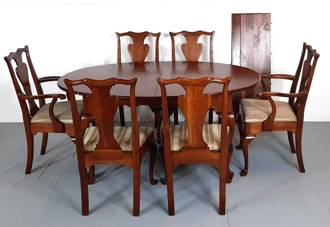 Cherry Dining Table with 6 Chairs and 2 Leaves (1 of 7)