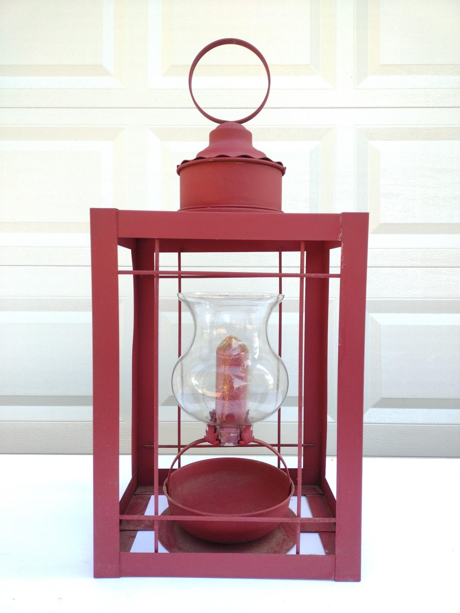 Red Painted Metal Lantern (1 of 4)