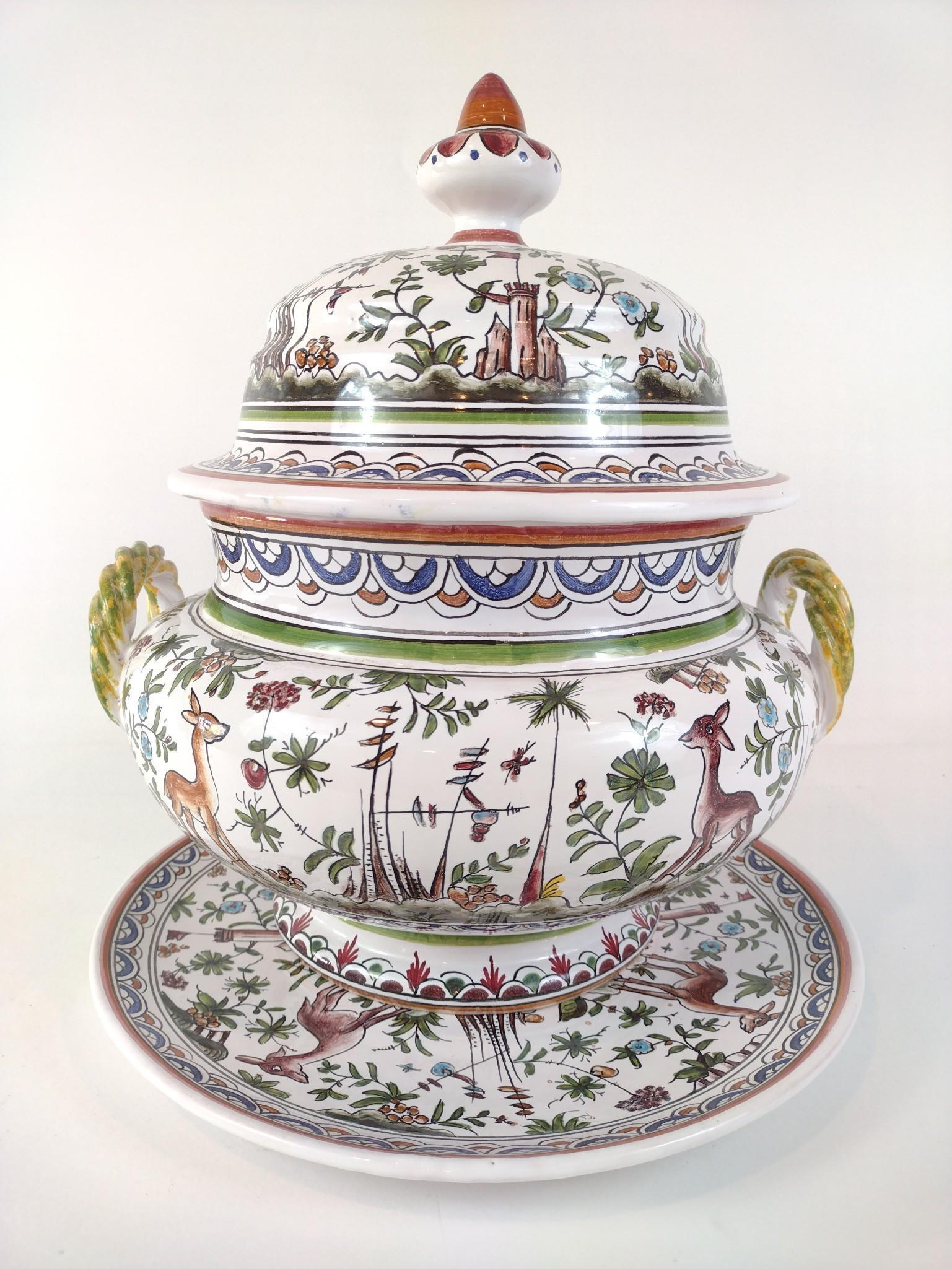 Berargos/Scarl Hand Painted Portuguese Tureen with Underplate (1 of 5)